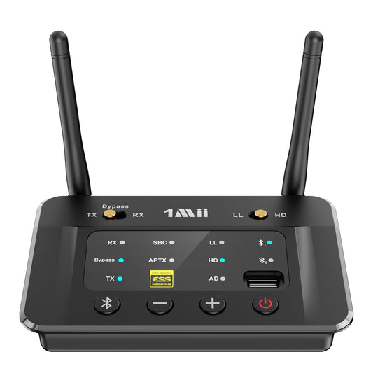1Mii B03S Bluetooth 5.3 Transmitter Receiver for TV Home Stereo, Wireless Audio Adapters with Audiophile DAC, aptX LL/HD/AD, Dual Link, Upgrade USB Drive Input, Optical RCA AUX 3.5mm Inputs/Outputs
