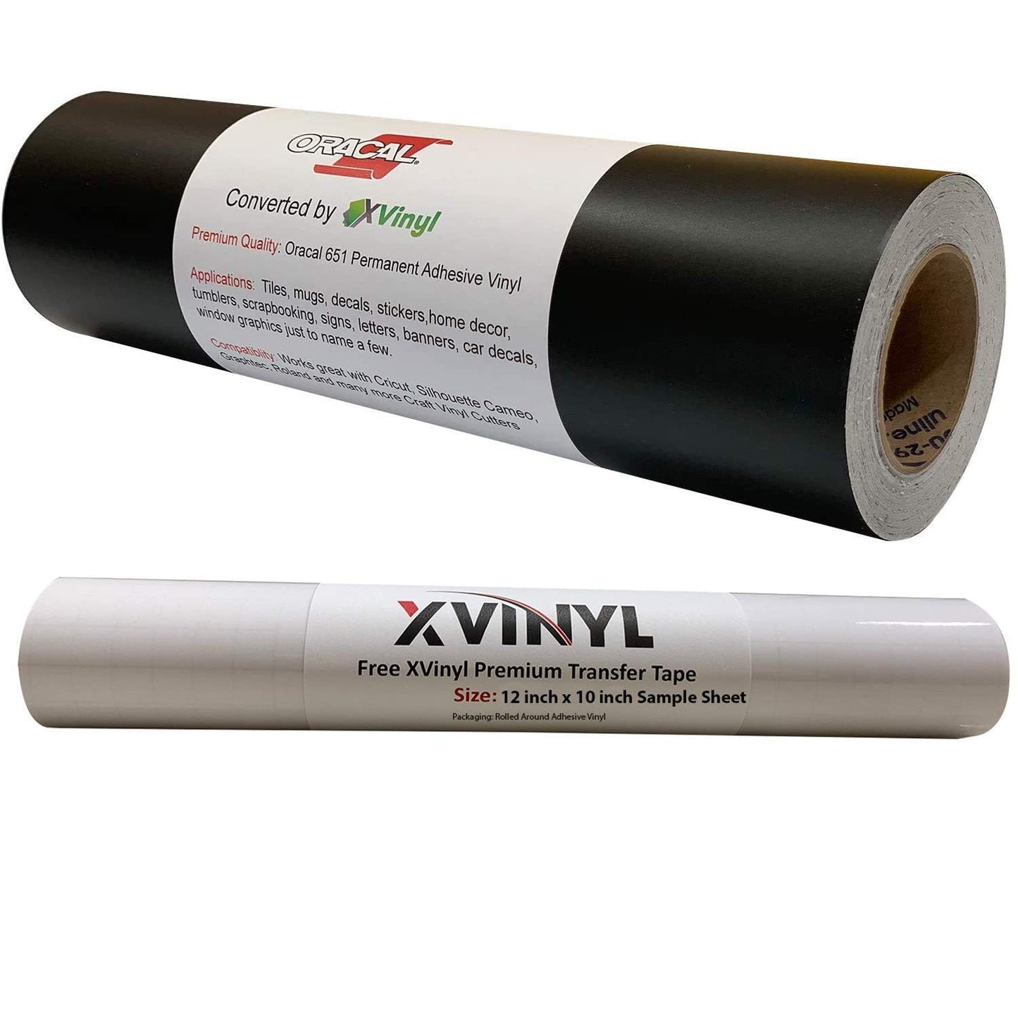 Roll of Oracal 651 Black Craft Vinyl - Adhesive Vinyl for Cricut, Silhouette, and Cameo Cutters - Matte Finish - Outdoor and Permanent - Bonus 3.8" Maple Leaf Decal (12 Inch x 50ft)