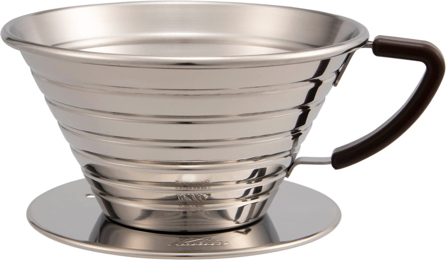 Carita Kalita Stainless Steel Coffee Dripper Wave Series - 2-4 People, 185S, Made in Japan, For 2-4 Cups