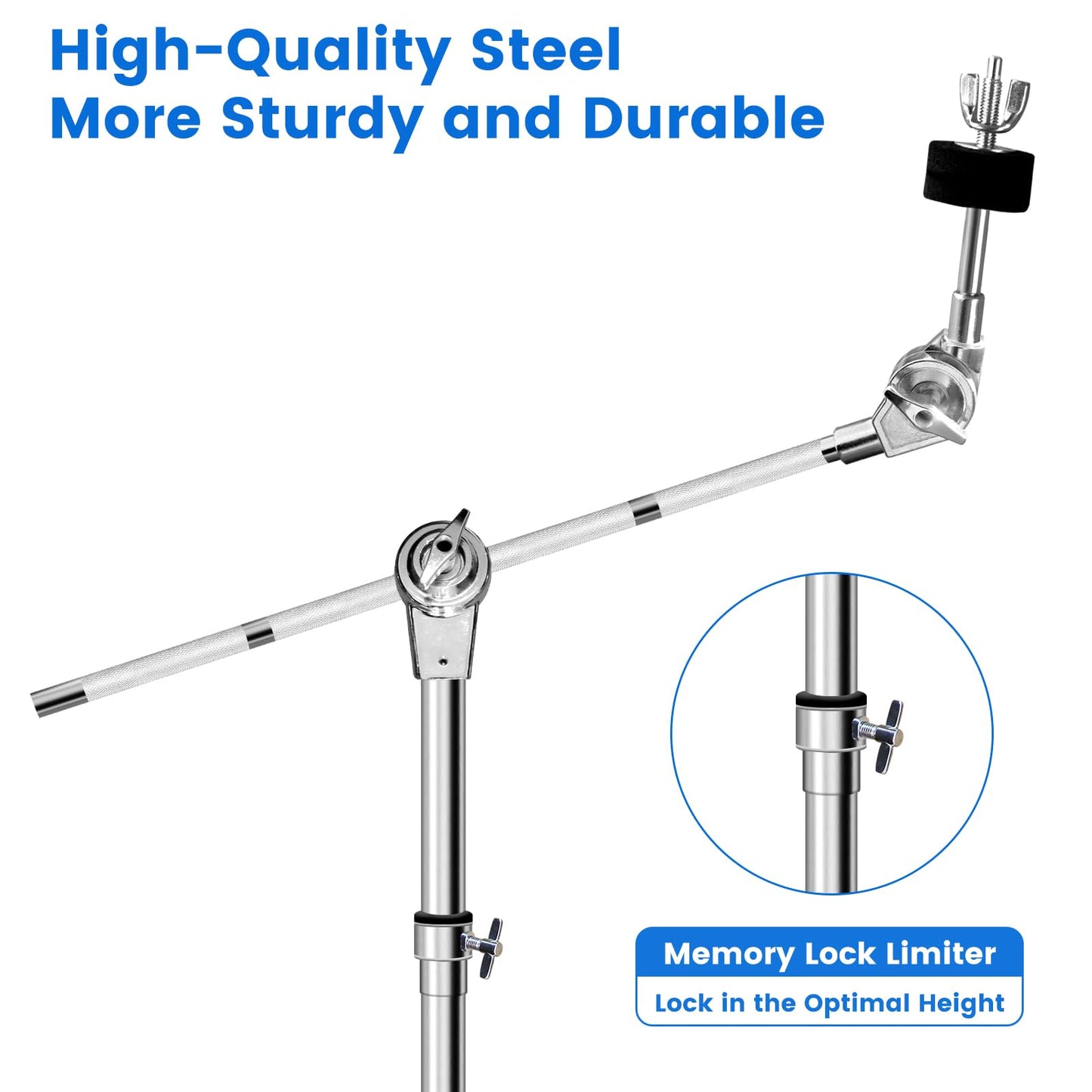 polar lights Cymbal Stand, Adjustable Cymbal Stand for Drum Hardware Percussion Mount Holder Gear Set Drum Hardware Set for Mounting Crash, Ride, Splash Cymbals, Double Braced Legs with Rubber Feet