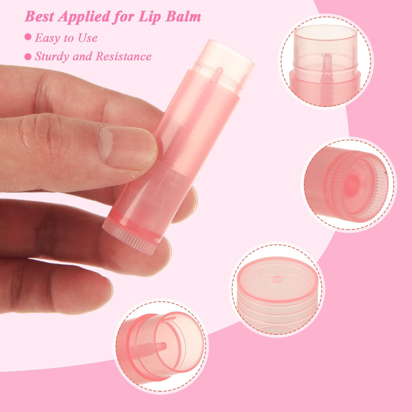 ACXFOND 200Pcs 5.5ml Empty Lip Balm Tubes Bulk, Lip Gloss Making Kit with Filling Tray and Spatula, Empty Plastic Lip Gloss Balm Containers for DIY Homemade Lipsticks, Chapsticks, Pink