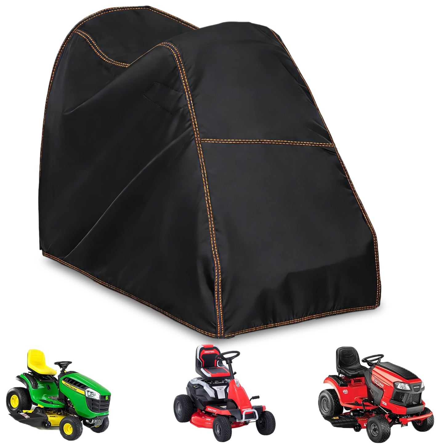 QYMOTO Riding Lawn Mower Cover,Lawn Mower Cover for Winter,420D Heavy Duty Oxford Waterproof,Tractor Cover Fits John Deere,husqvarna,Cub Cadet Decks up to 35’’ with Drawstring & Cover Storage Bag