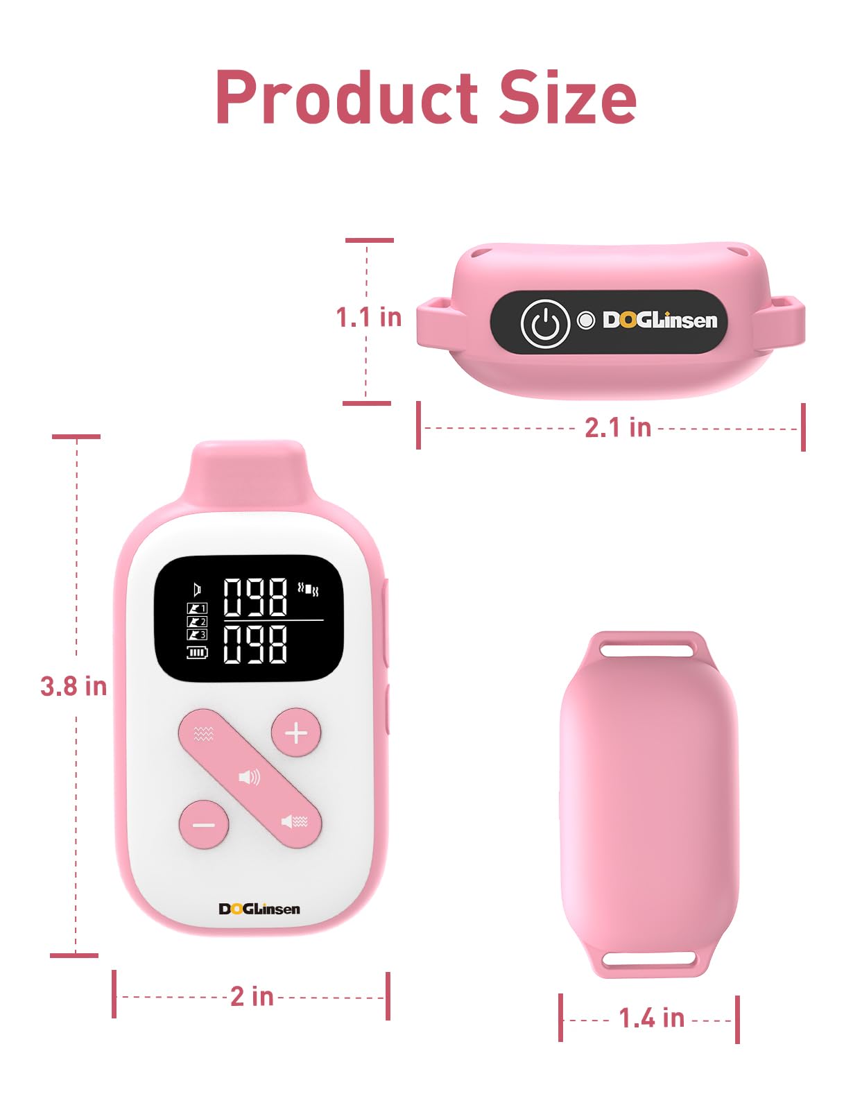 DOGLinsen No Shock Dog Training Collar with Remote 2800Ft, Vibrating Dog Collar No Shock, Vibration Collar for Small Medium Large Dogs - No Prongs (Pink)