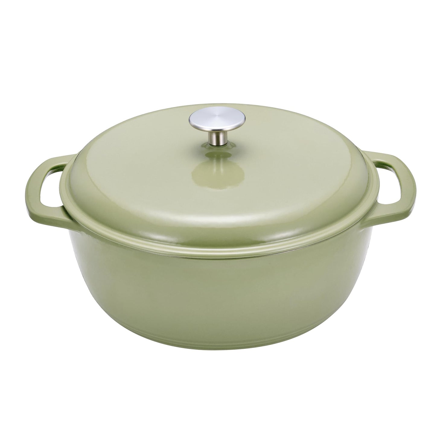 Amazon Basics Cast Iron Dutch Oven Pot with Lid, Enameled, Dual Handles, Round, Heavy-Duty, Medium, 6-Quart, Olive