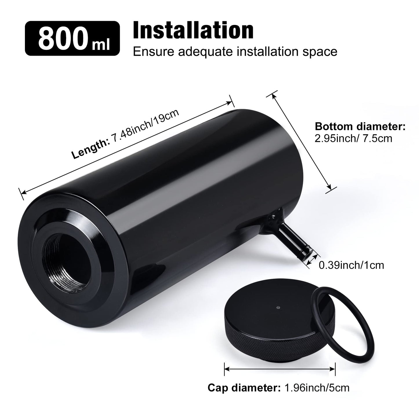 EVIL ENERGY Coolant Overflow Tank, Radiator Overflow Bottle Universal 800ml Aluminum Black