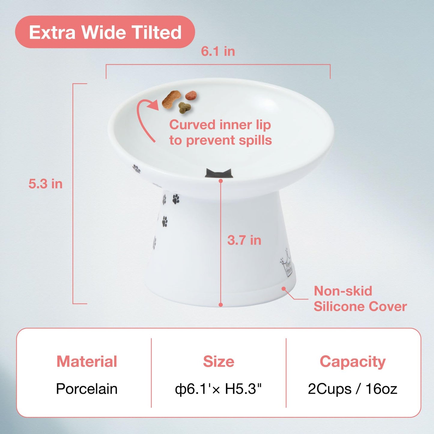 Necoichi Extra Wide Raised Cat Food Bowl (Cat, Extra Wide Tilted)