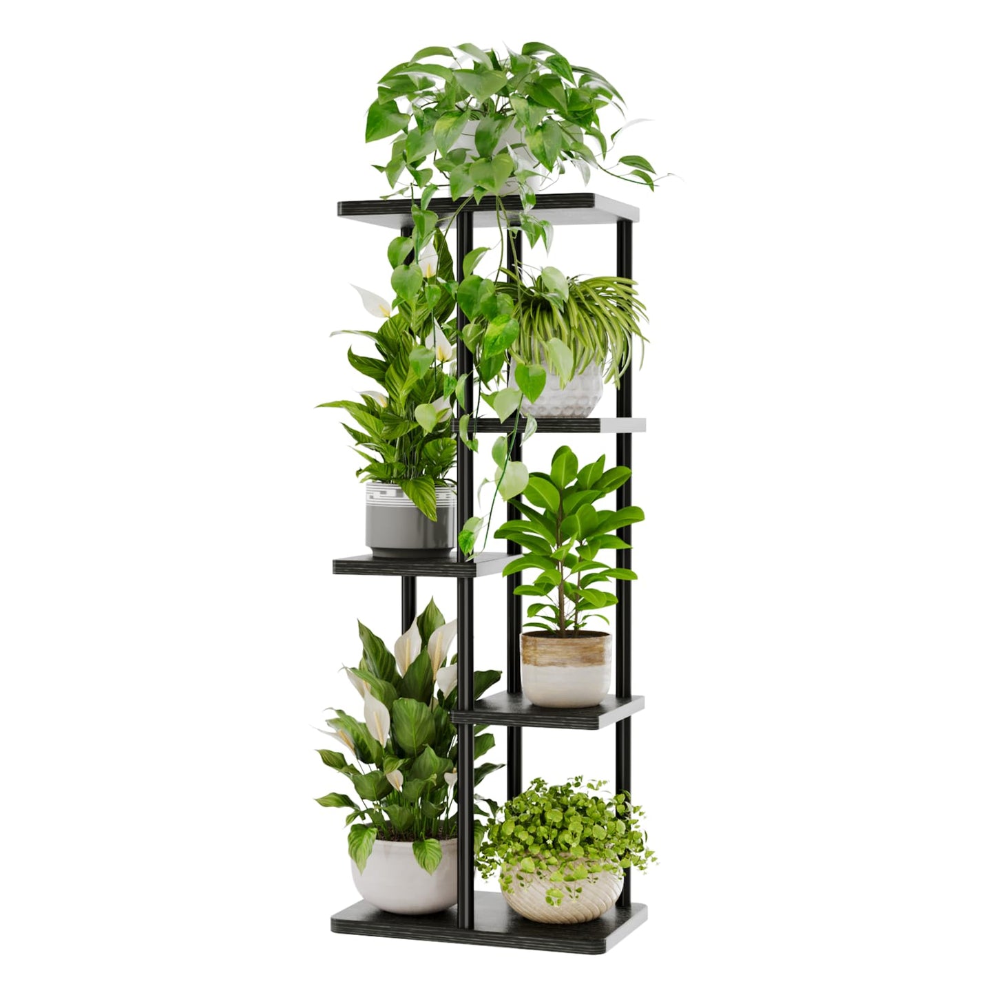 Bamworld Corner Plant Stand Indoor 5 Tier Metal Plant Shelf Black Plant Stands for Multiple Plants Small Plants Pots Flower Stand Pot Holder for Patio Garden Corner Balcony Living Room Narrow