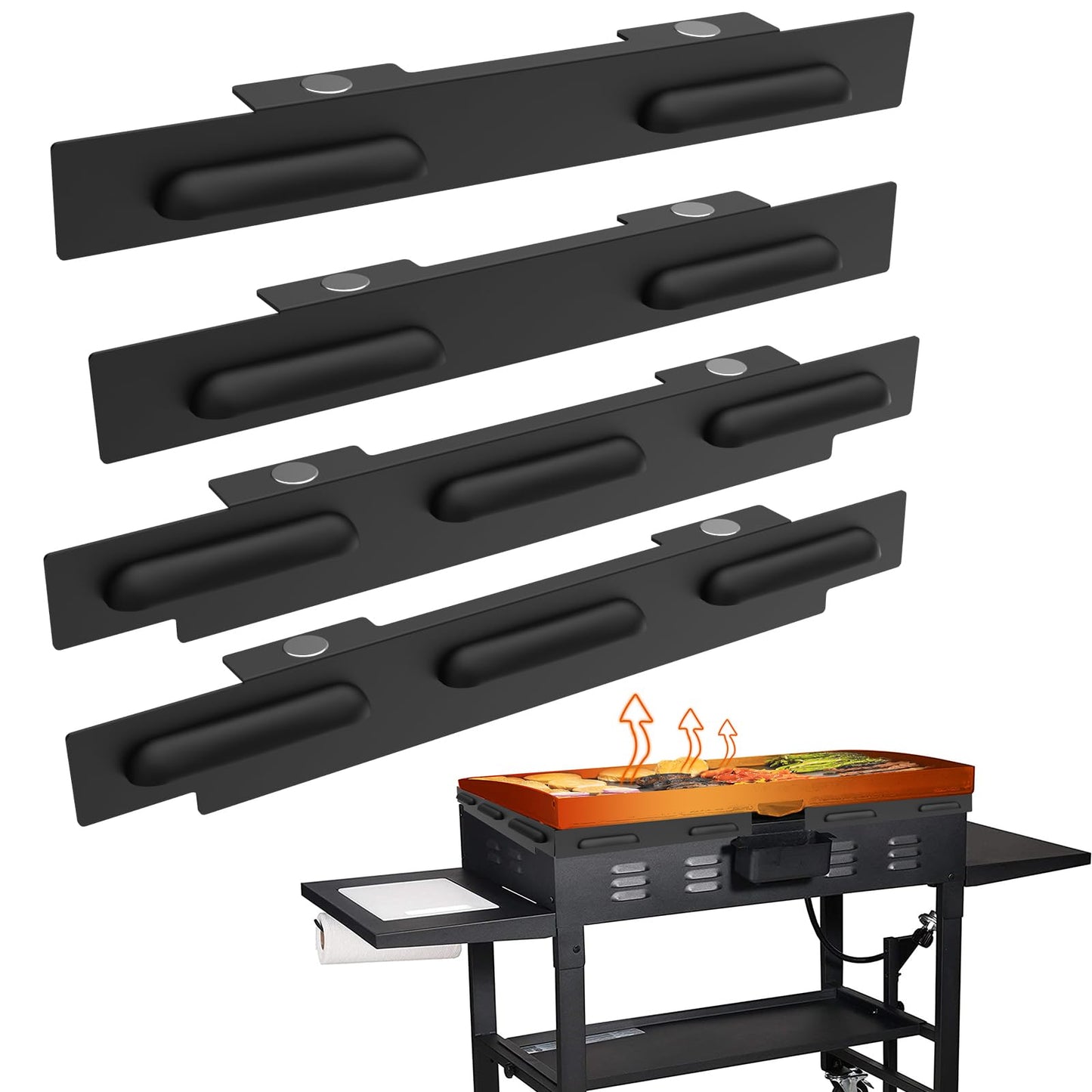 Wind Guards for Blackstone 36'' Griddle, Grill Accessories for Blackstone 36 Inch, Magnetic Stainless Steel Wind Screen for Holding Heat, Hood and Rear Grease Cup, Heat Shield for Side Table