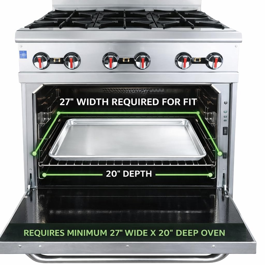 Chef Approved 26" Wide Aluminum Sheet Pan | Professional Full Size Heavy Weight Baking Bun with Rectangular Shape for Restaurant Kitchen Cafeteria Pantry | Closed Bead, 26"W x 18"D x 1.13"H, 16-Gauge