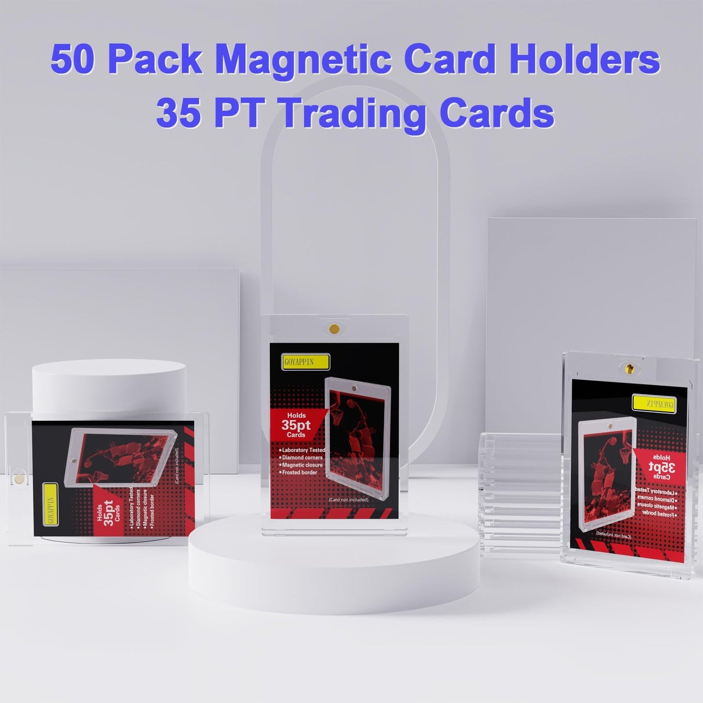 50 Pcs 35 PT Magnetic Card Holder for Trading Card,Top Loaders for Cards,Trading Card Sleeves,Baseball Football Hockey Sports Card Game Card Protective Card Holder