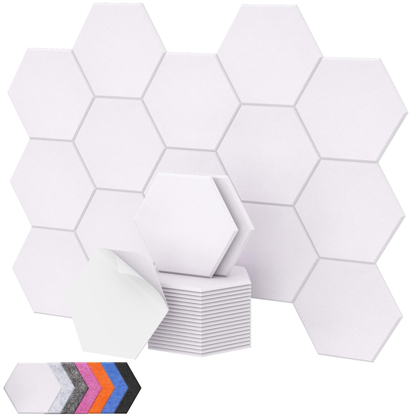 TONOR 18 Pack Sound Proof Panels with Self-adhesive, High Density Hexagon Acoustic Wall Panels, Soundproofing Panels for Recording, Podcasting, Home Office, Streaming, 12"x 10"x 0.4", White