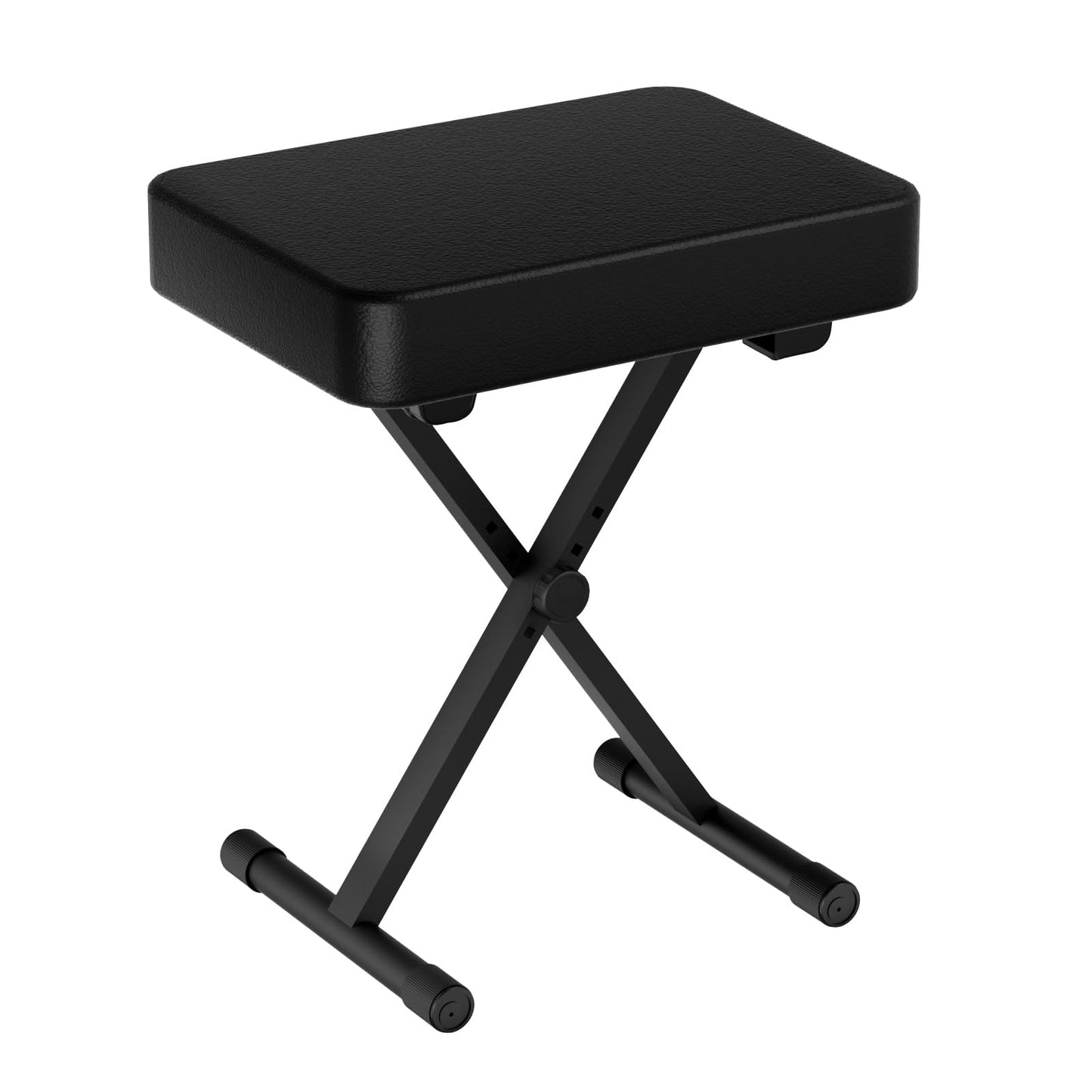 tipatyard Adjustable X-Style Keyboard Bench,Thick Cushion,Folding X-Style Keyboard Bench,4-Position Height,Non-Slip & Height-Adjustable Rubber Feet,Black