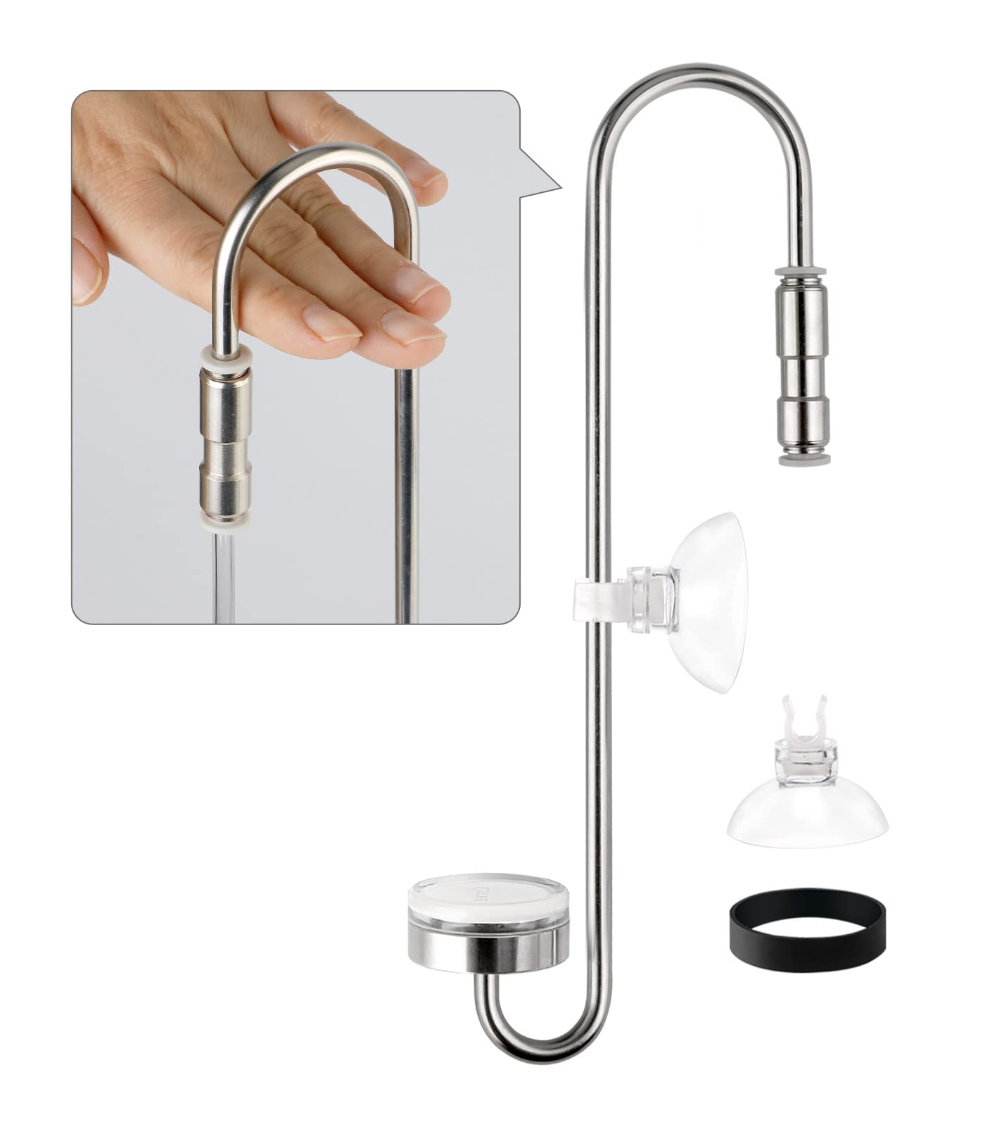 Clscea Aquarium Stainless Steel CO2 Diffuser Widen Hook, DCW300-40