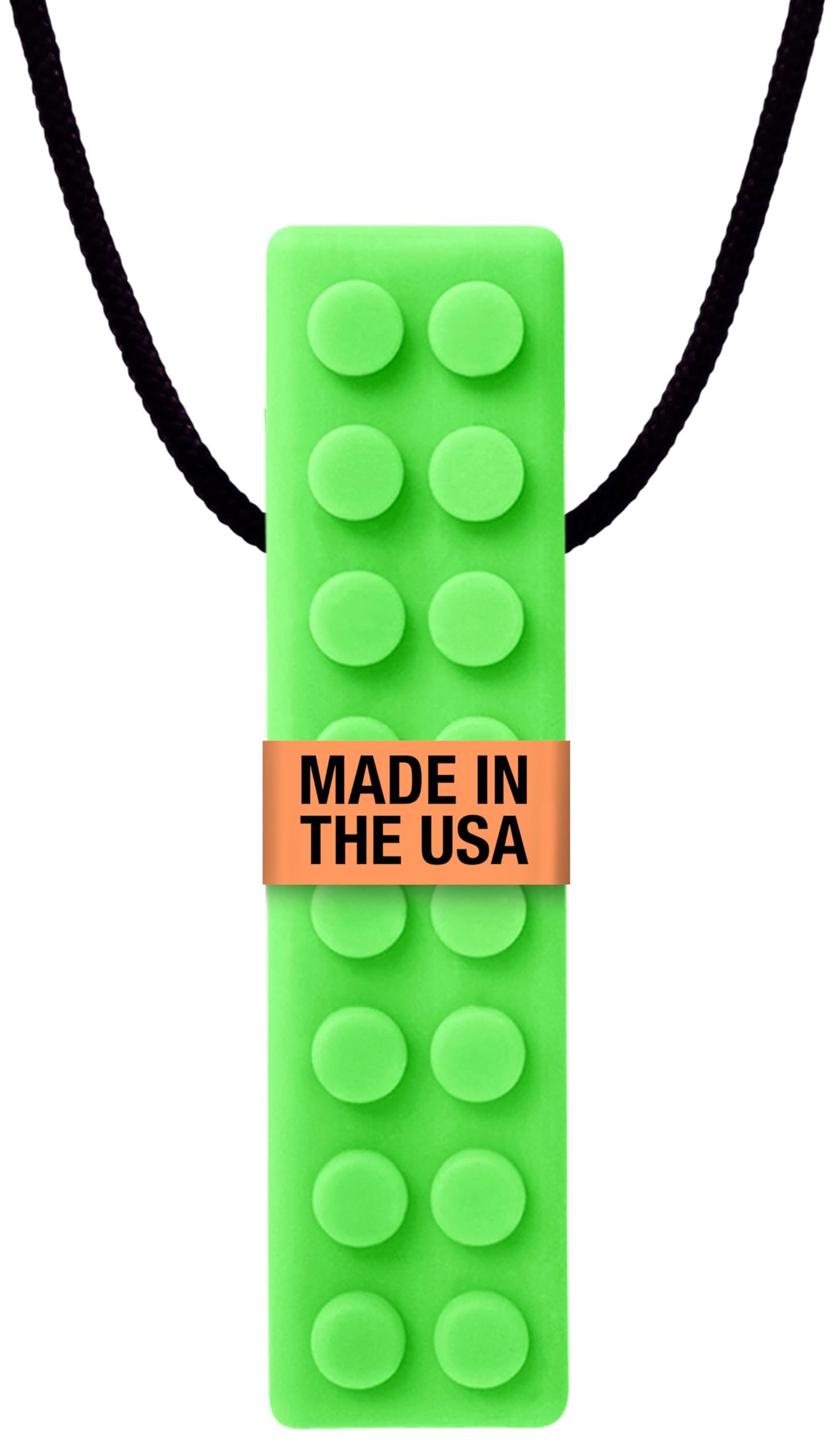 ARK Brick Stick, Chew Necklace for Sensory Kids and Adults, Oral and Hand Fidget for Autism, ADHD, SPD, Anxiety, Medical-Grade Textured Chew Necklace, XT, Medium Firm, Lime Green
