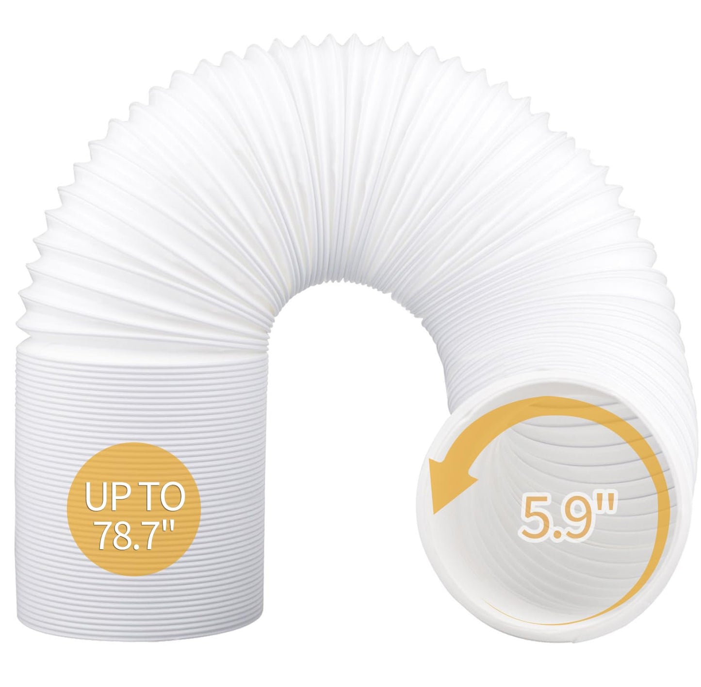 Portable Air Conditioner Hose, 78.7 Inch Long 5.9 Inch Diameter AC Exhaust Vent Flexible Exhaust Hose for Air Conditioner Counter Replacement or Extension Tube