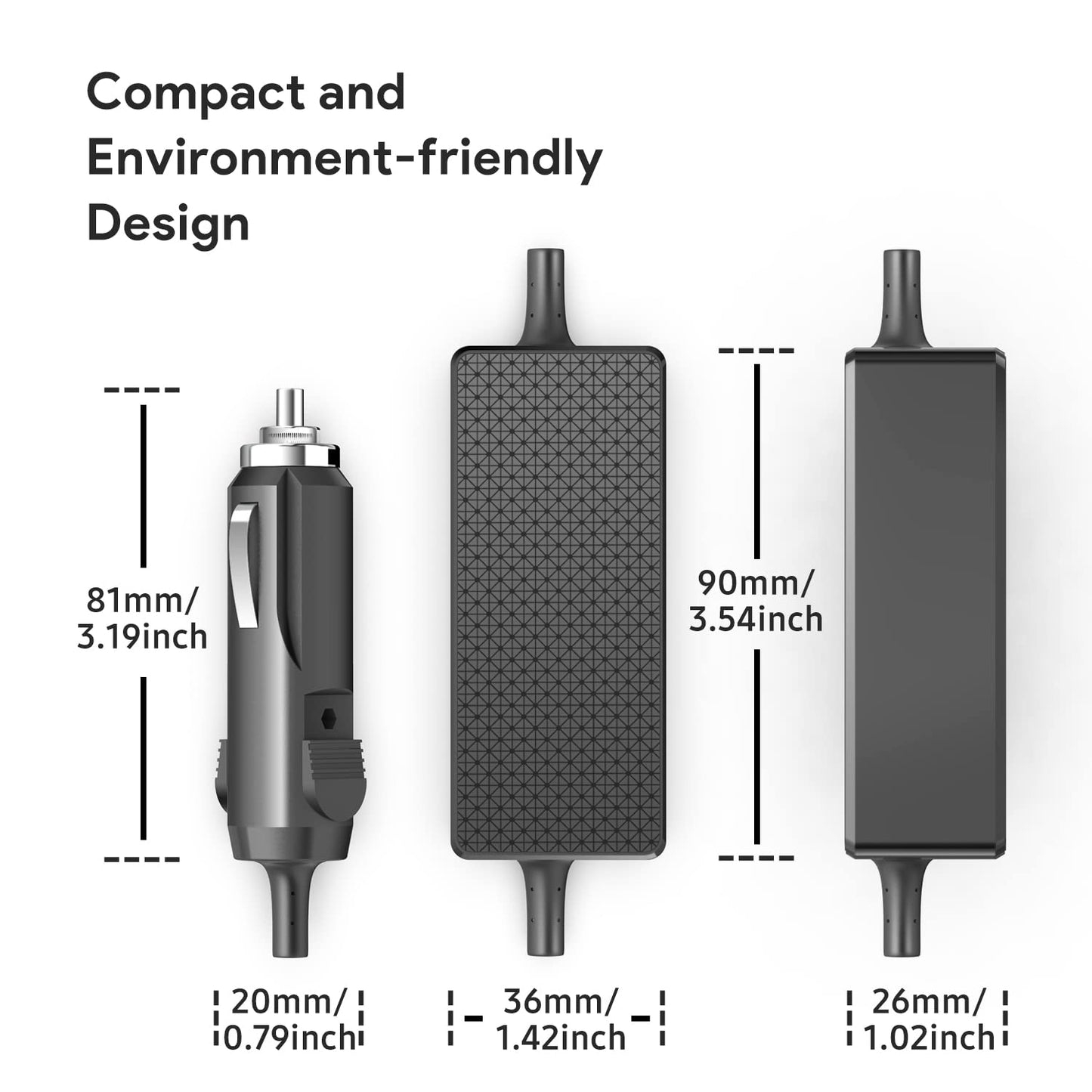KFD 12V/24V Car Charger - 90W Power Supply for ResMed S10 Series CPAP/BiPAP Machines, AirSense 10, AirCurve 10