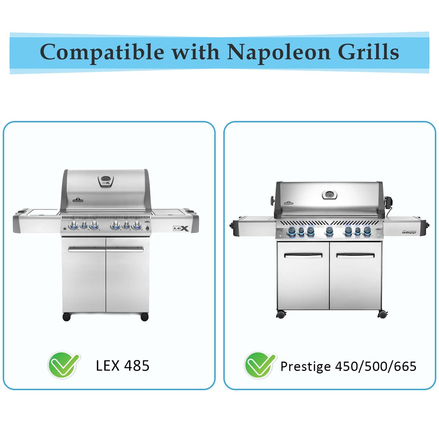 Hiorucet S83010 Grill Grates BBQ Replacement for Napoleon LEX 485 and Prestige 450/500/665 Grills, Heavy Duty Cast Iron Cooking Grid Infrared Side Burner Grid BBQ Grill Parts, 14 9/16 Inch, 1-Pack