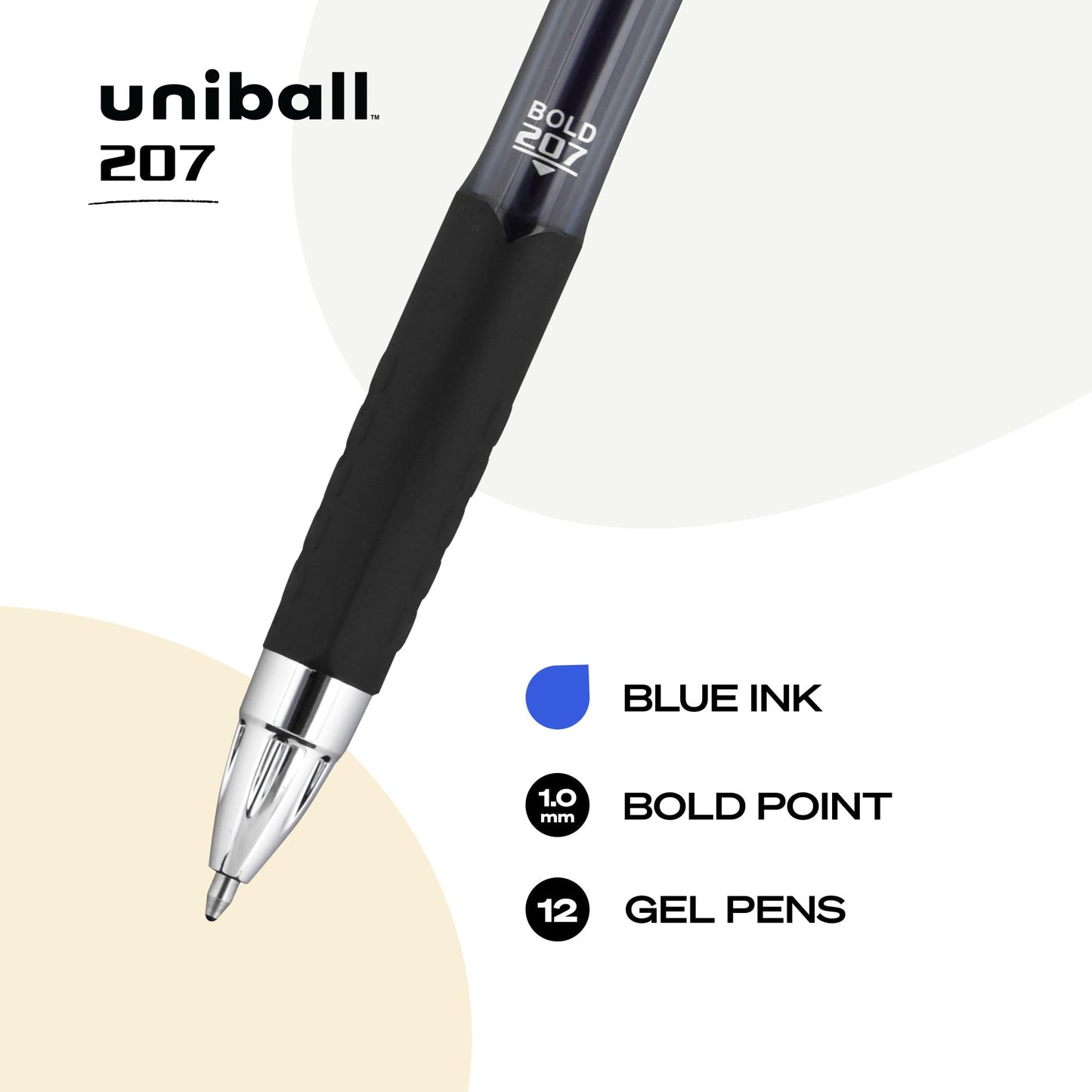uni-ball 207 Retractable Bold Point Gel Pens, 12 Blue Ink Pens (1790896)