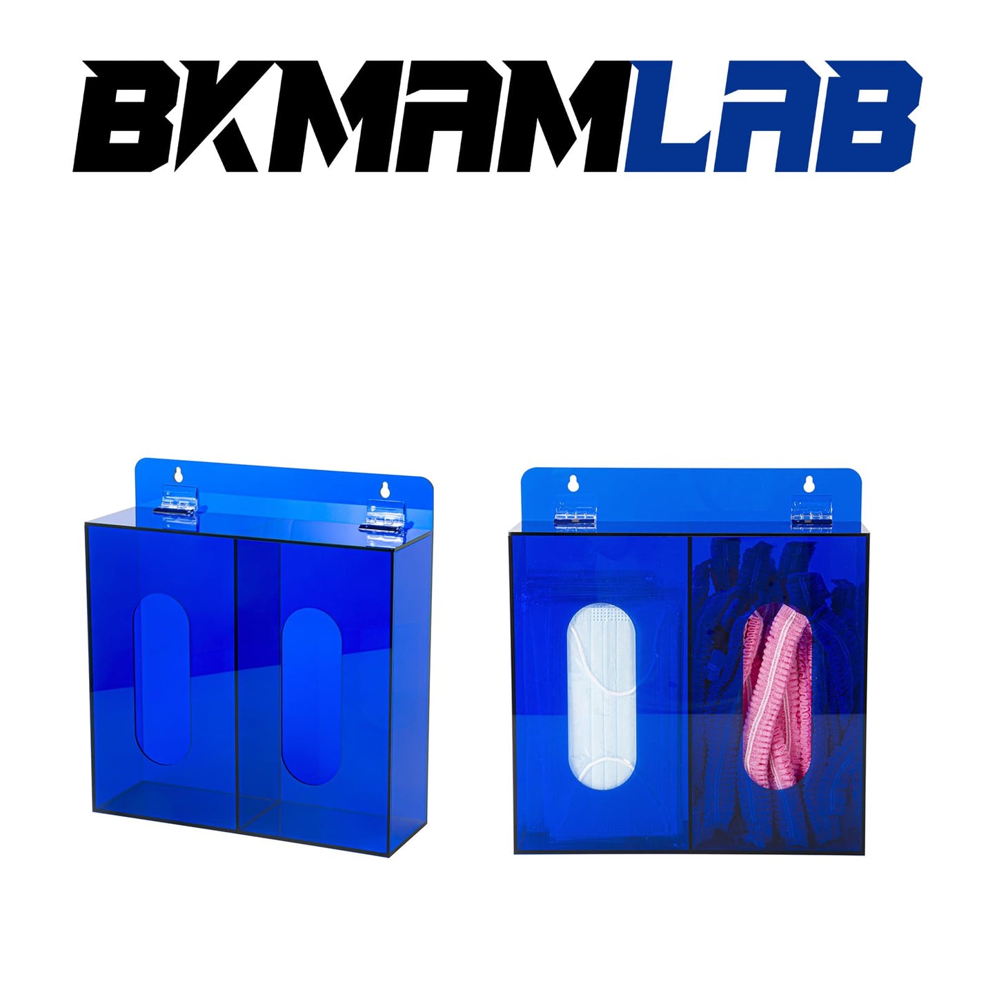 Blue Acrylic Glove Box Holder, Wall Mounted Glove Dispenser, Hairnet Shoe Cover Dispenser (for 2 Boxes)