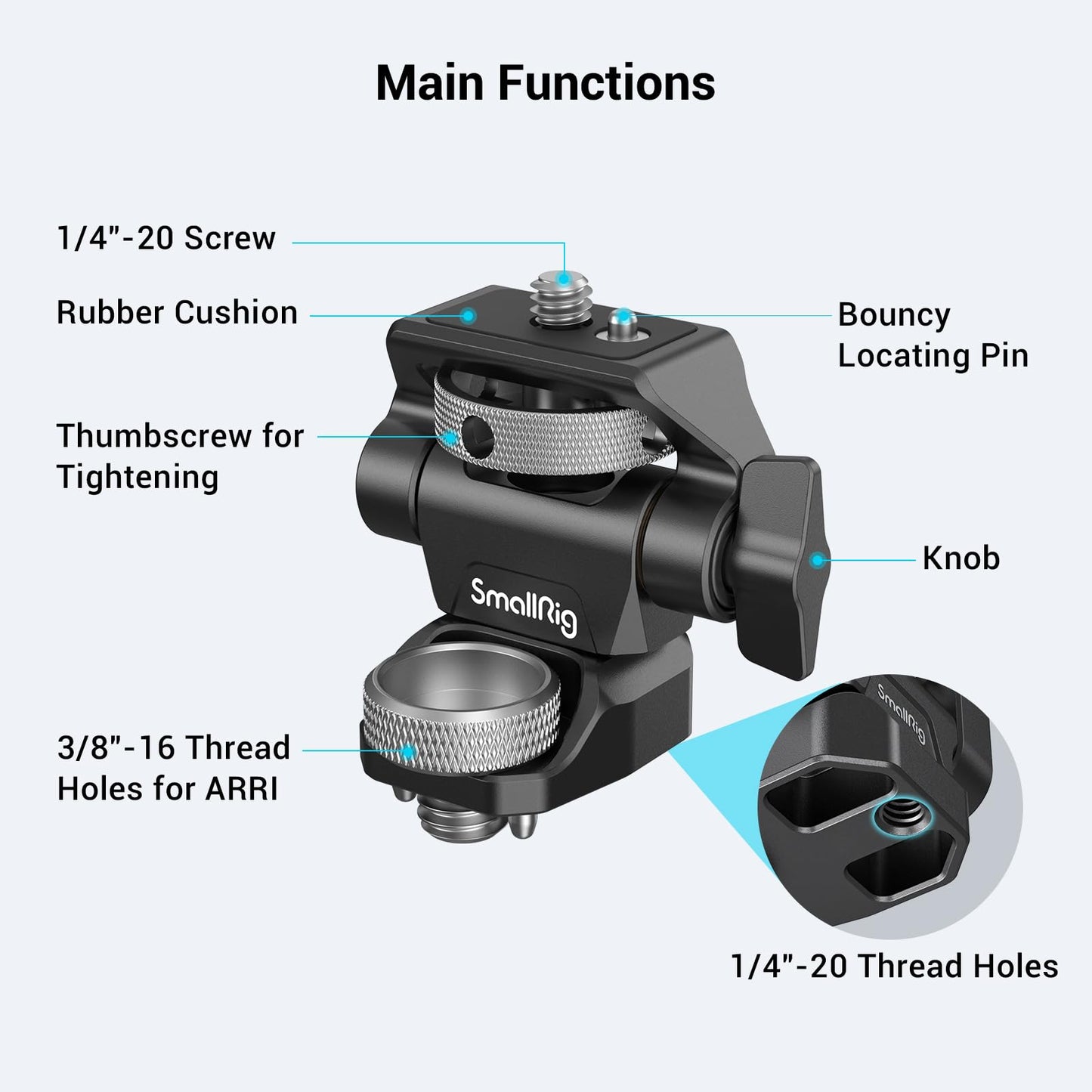 SmallRig Adjustable Camera Monitor Mount for ARRI-Style (Upgrade), 360° Swivel and 180° Tilt Monitor Holder Anti-Twist Support 5” and 7” Field Monitor- 2903B