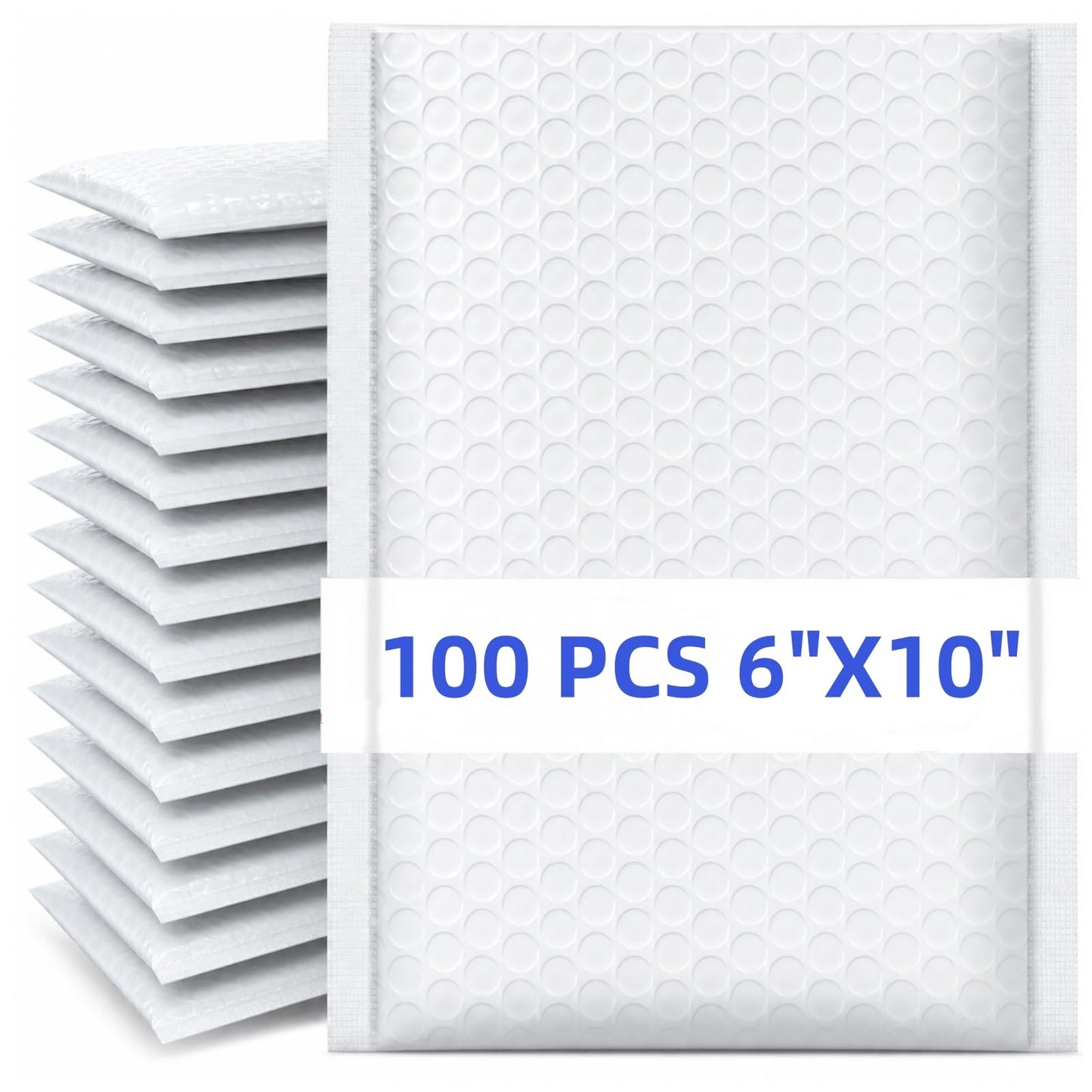 Nicunom 100 Pack Bubble Mailers 6x10", Usable Size 6x9" Self Seal Padded Envelopes Opaque Poly Wrap Bubble Bags Waterproof Shipping Bags for Small Business Mailing Makeup Jewelry Gifts, White