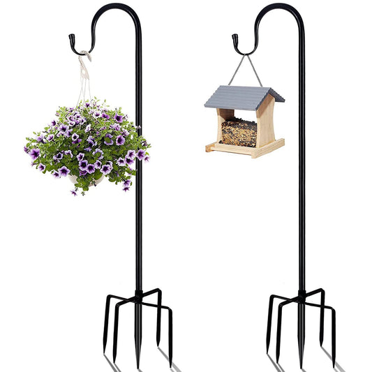 2pk Shepherd Hook 92inch,Garden Bird Feeders Pole with 5 Prong Base,Heavy Duty Metal Shepherd Stand,Bird Feeder Holder for Hanging Birdhouses,Flower Pots,Lanterns,Wedding Decor,Plant Hanger