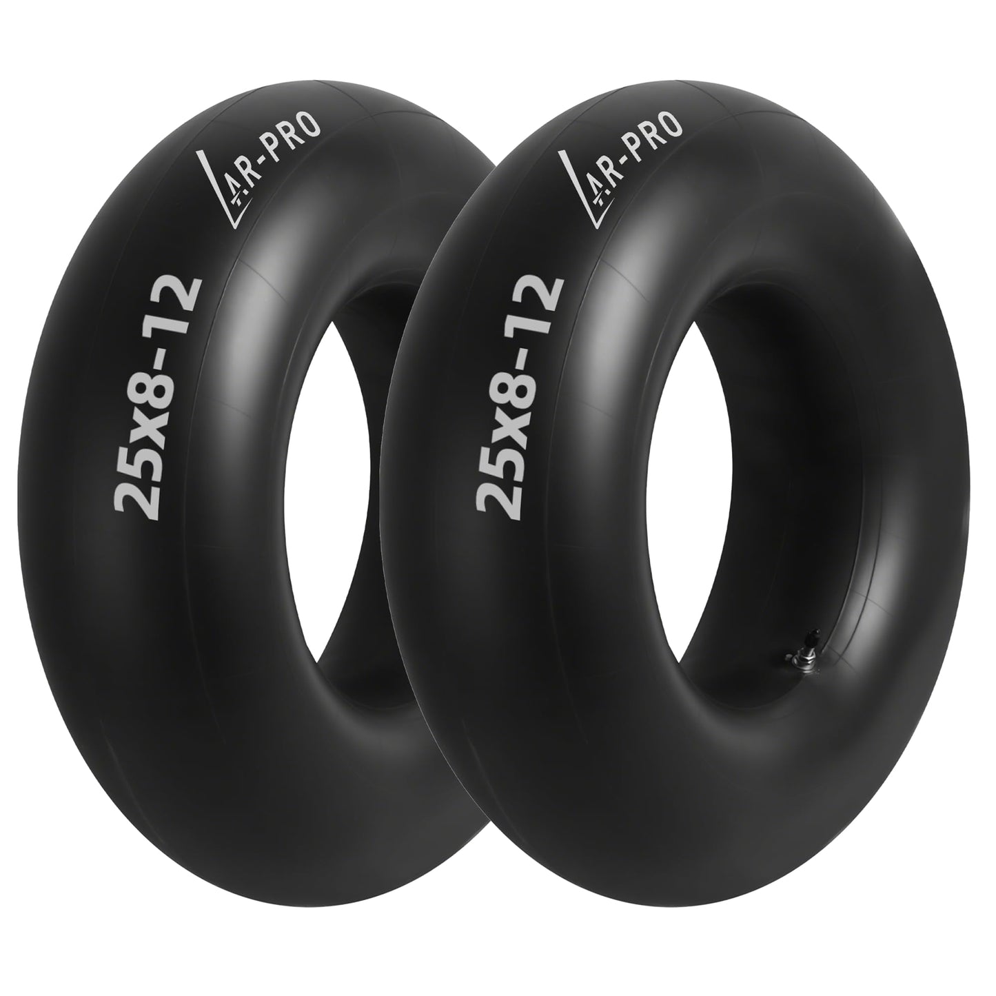 AR-PRO Heavy-Duty 25x8-12 Inner Tubes Universal 25x9-12, 25x10-12 for ATV/UTV, Lawn Tractor, Golf Cart, Snow Blowers, and More - With TR6 Metal Valve Stems - Made from Durable Butyl Rubber (2-Pack)