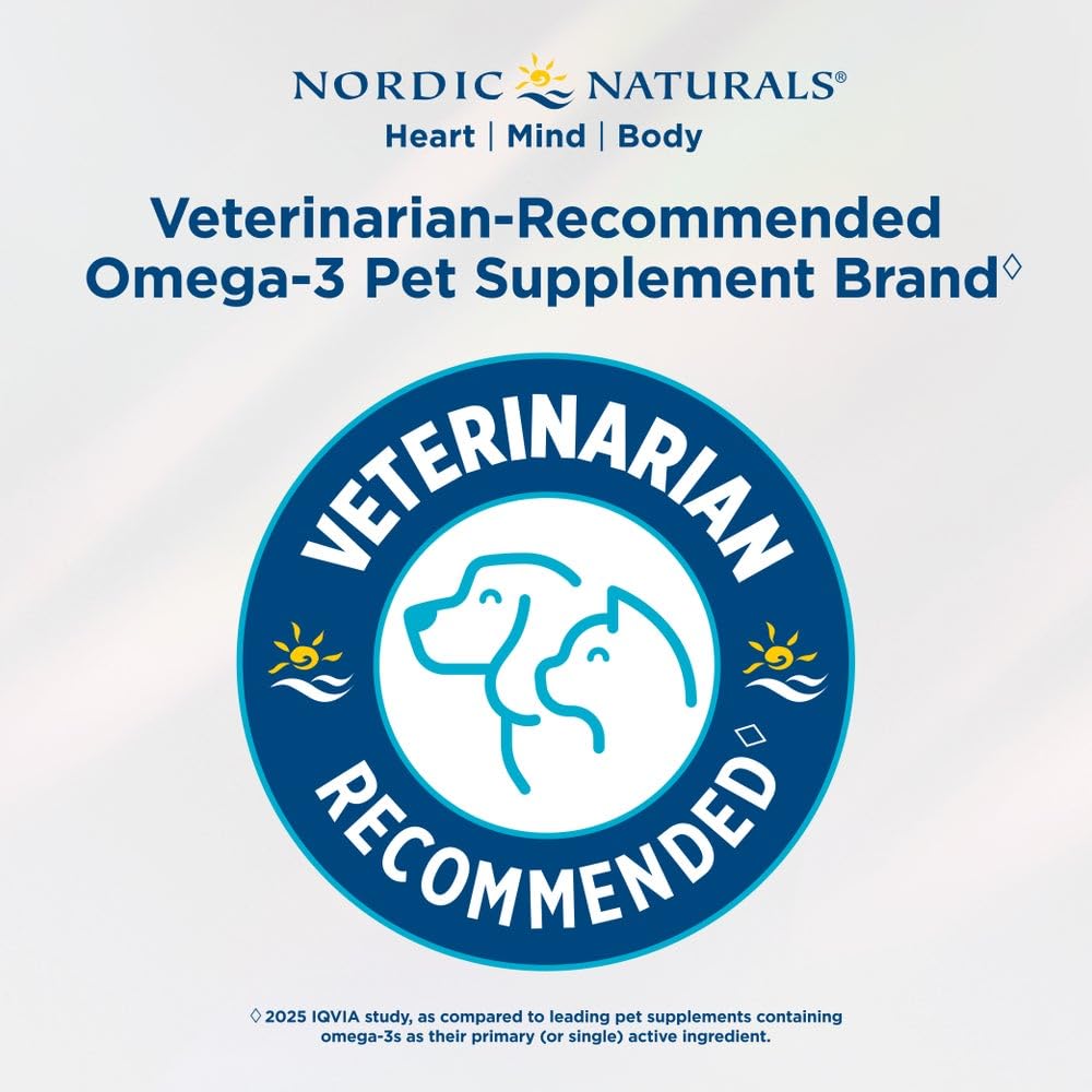 Nordic Naturals Omega 3 Pet - Fish Oil Liquid for Small Dogs and Cats, 2 Oz