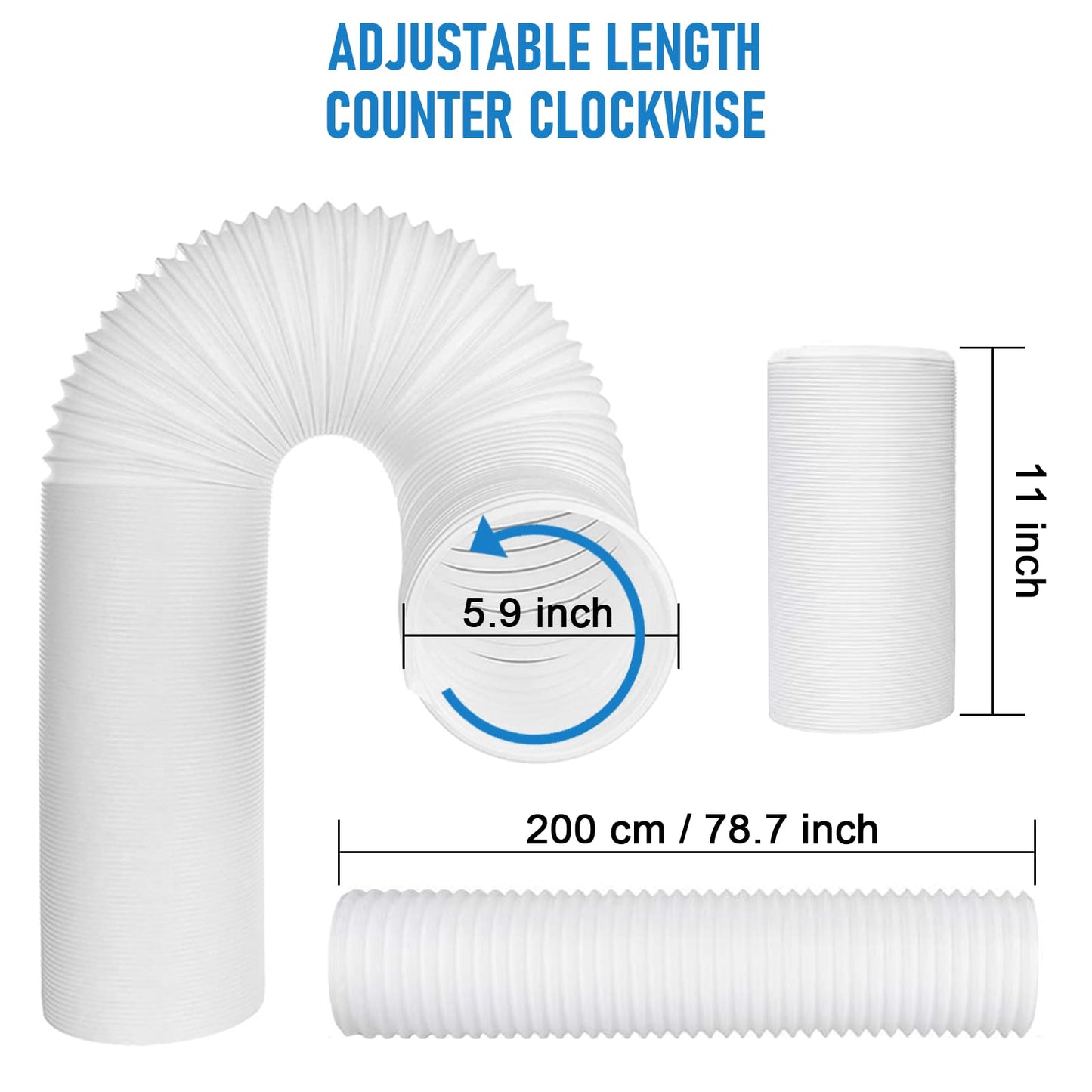 Portable Air Conditioner Window Kit with 5.9" Exhaust Hose, Portable AC Window Vent Kit for Sliding Window Seal with PVC Plate, Universal Coupler Fits 5.9 & 5.1 Inch Diameter Exhaust Hose