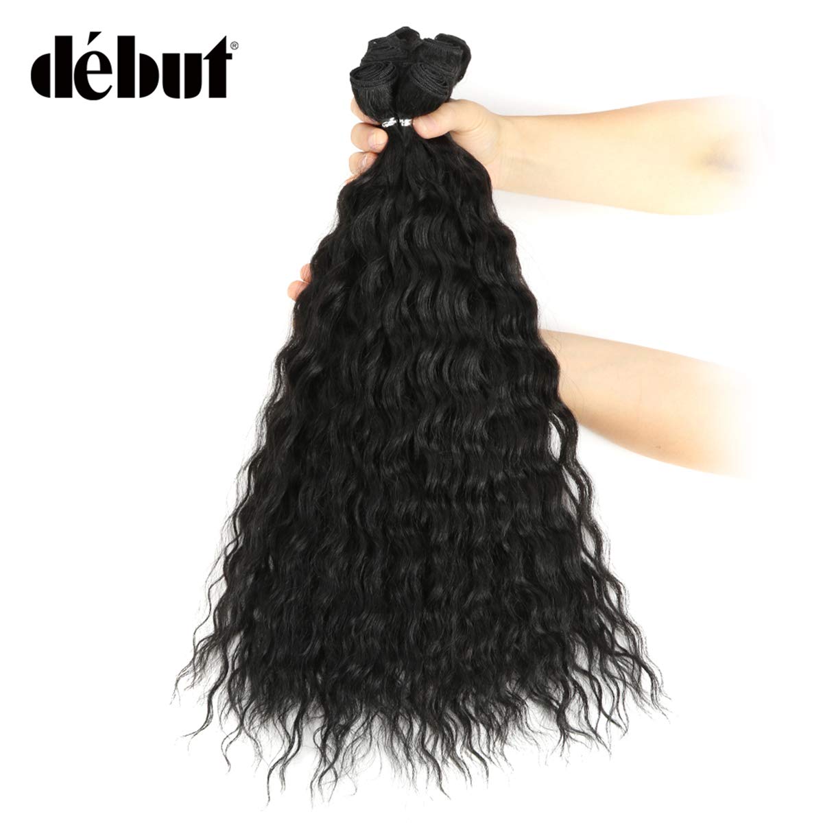 DÉBUT Synthetic Hair 8 Bundles with Simple Closure Weave Water Wave Bundles 9pcs High Temperature Fiber 20 Inches 240g