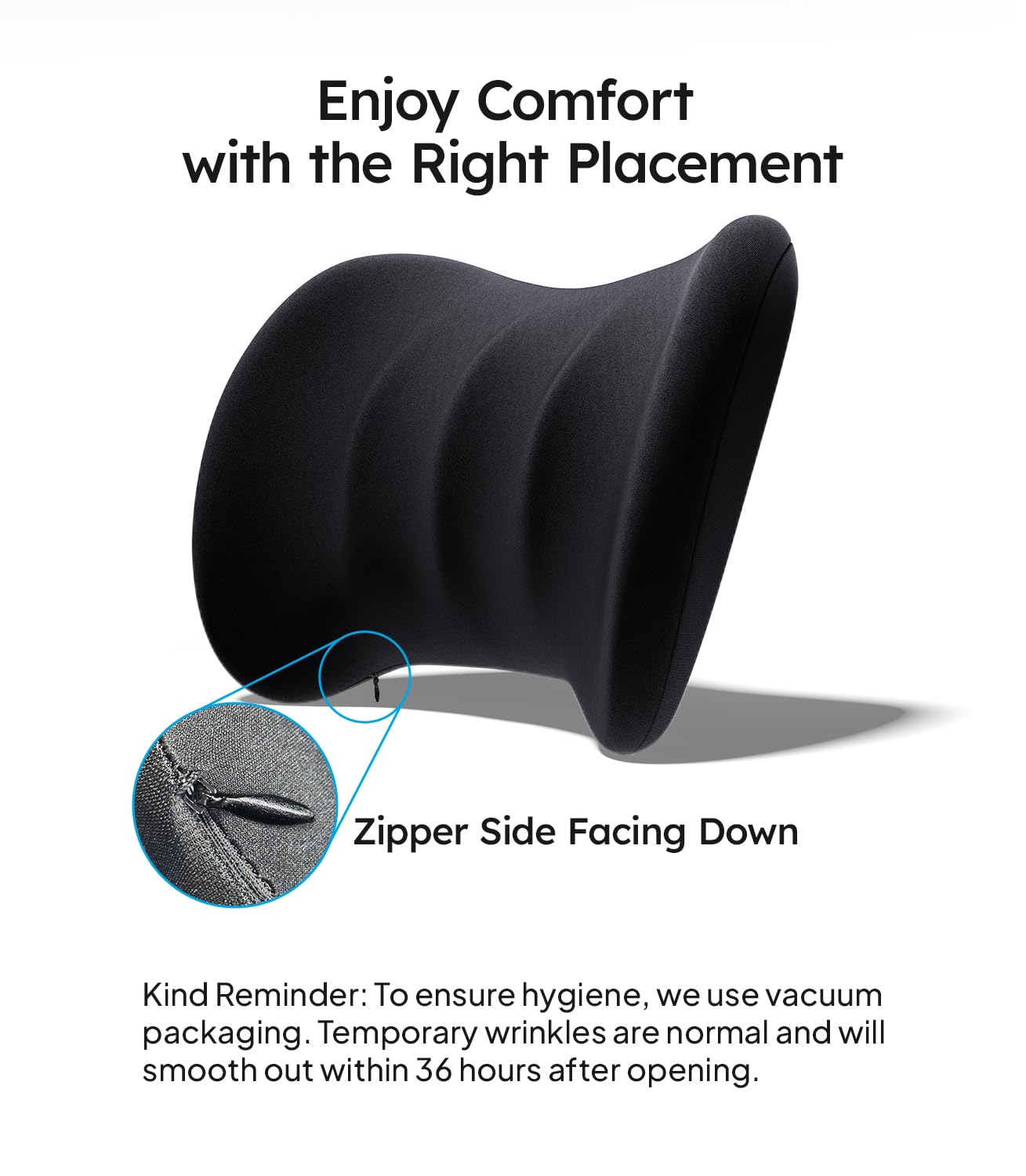 Wigoo 2025 Car Neck Pillow and Lumbar Support Pillow for Car Kit [Ergonomic Design, Pressure Relief] Soft Car Headrest Pillow Back Cushion with Adjustable Strap, Fits All Vehicles (Black)