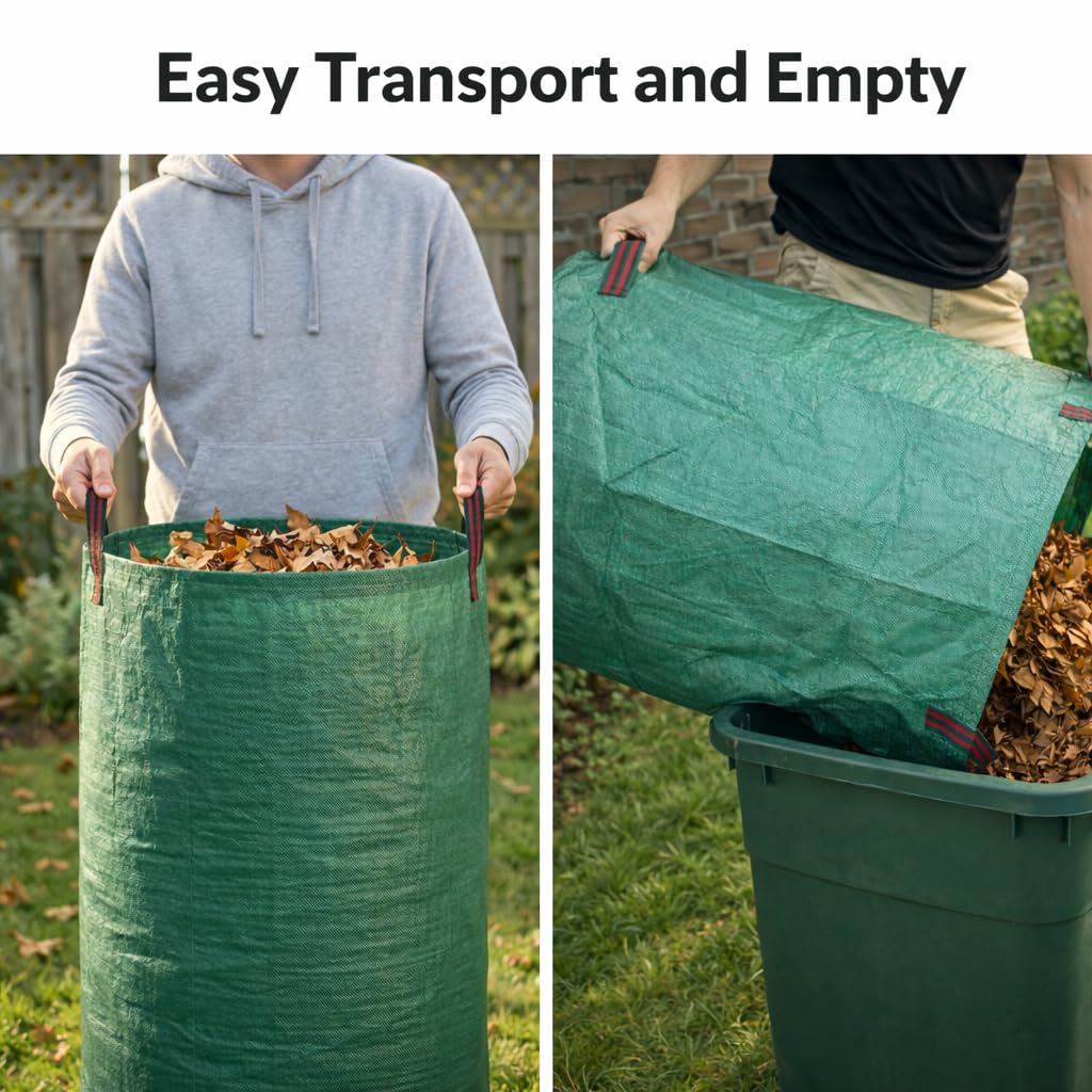 Gardzen 3-Pack 72 Gallons Garden Bag - Reuseable Heavy Duty Gardening Bags, Lawn Pool Garden Leaf Waste Bag