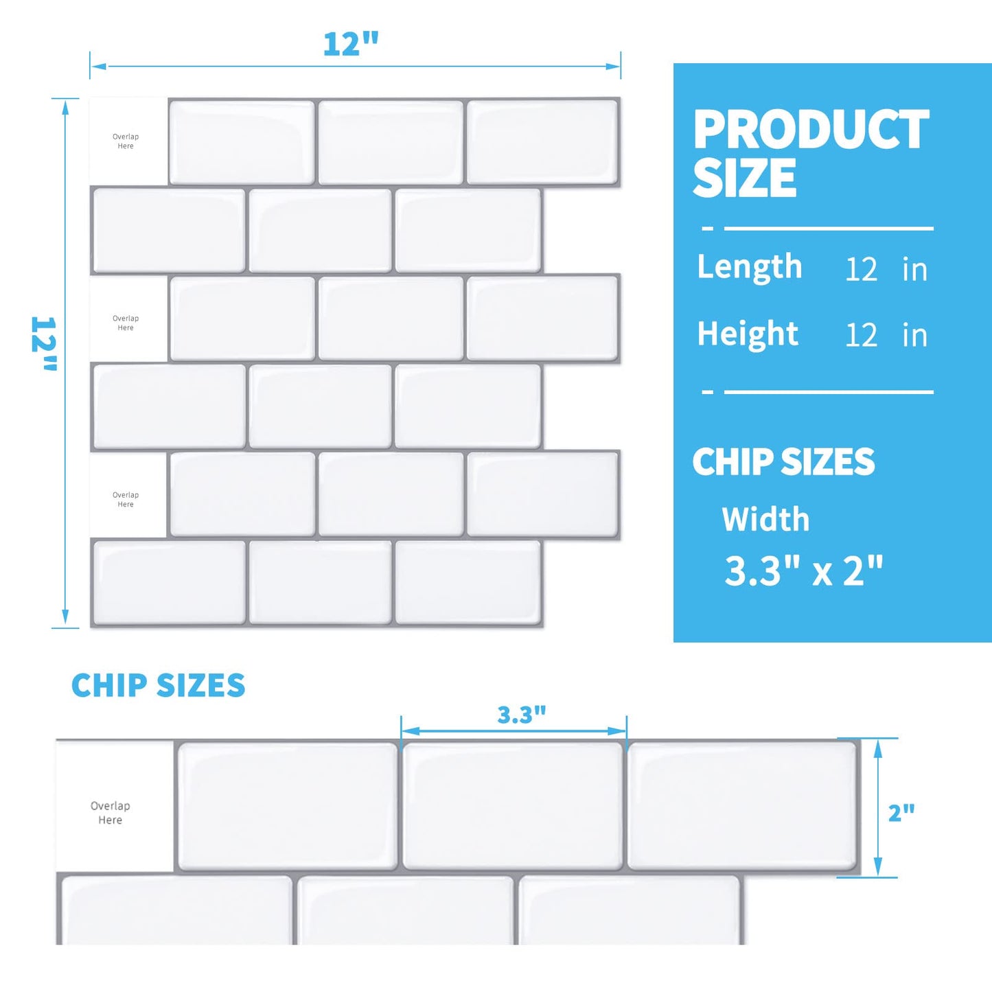 Art3d 10-Sheets Peel and Stick Tile Backsplash - 12"x12" PremiumAnti Mold Kitchen Backsplash Peel and Stick Tile, Bright White