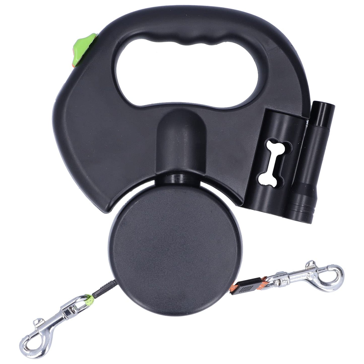 Retractable Double Dog Leash Reflective Pet Leash for Walking 2 Dogs, Traction Rope for Small Medium Dogs, Pet with Light and Bag Dispenser