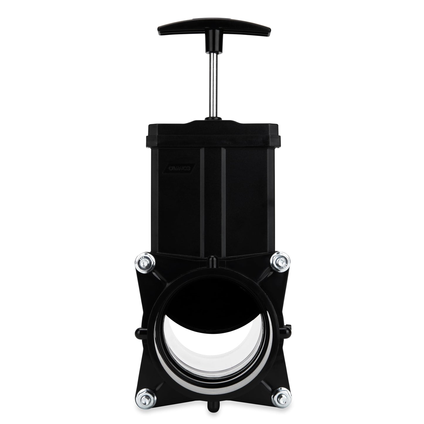 Camco Ready to Use Gate Valve with Built-in Clear Adapter | Fits All 3-inch Sewer Fittings | Ready to Use Construction (39053), Black