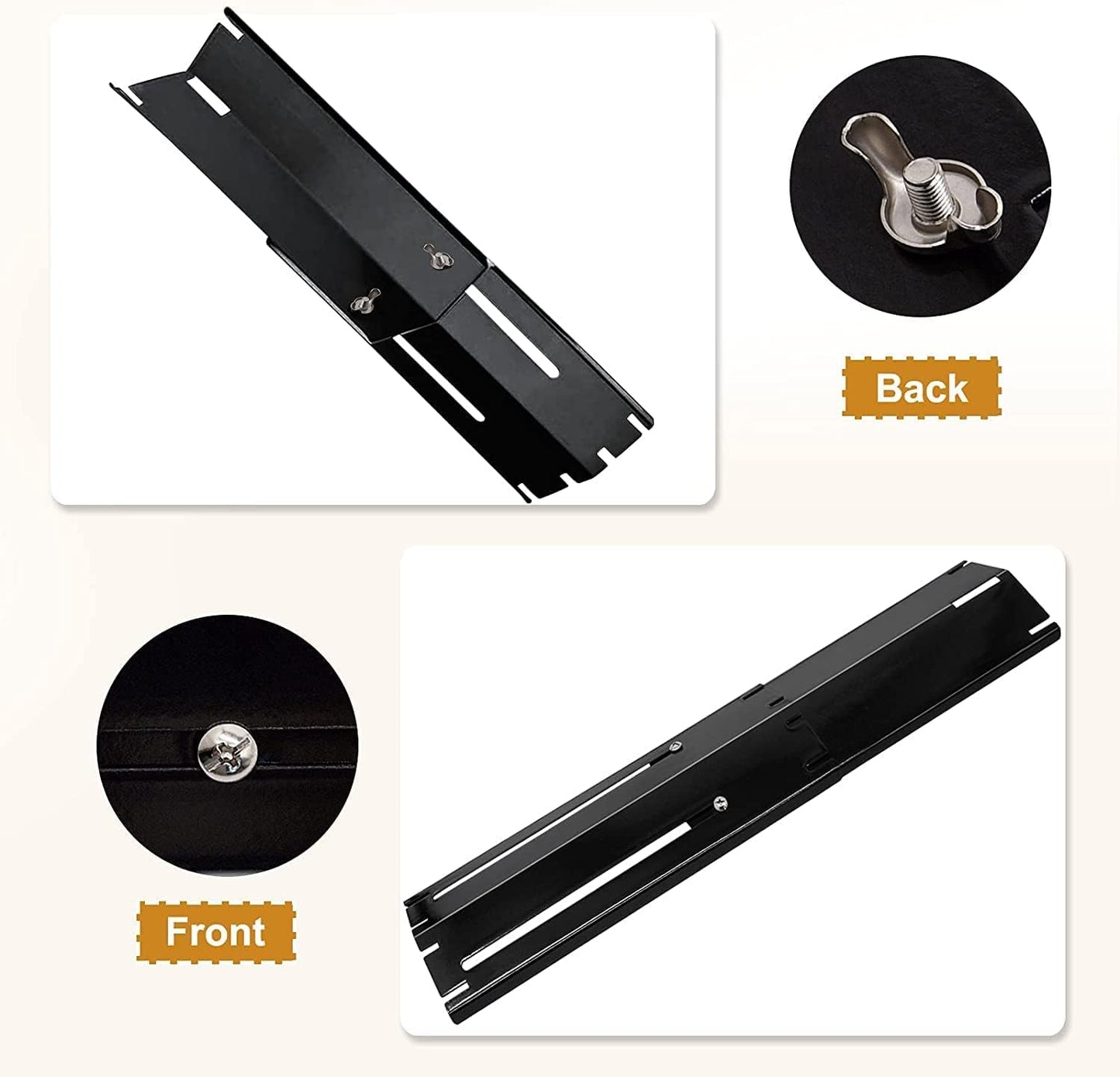 Criditpid Universal Barbecue Replacement Parts for Master Chef, Broil King, Dyna-Glo, Charbroil, 11.75" to 21" Adjustable Heat Plate Shields & 12" to 17 1/2" Pipe Burner Tube, 4 Pairs.
