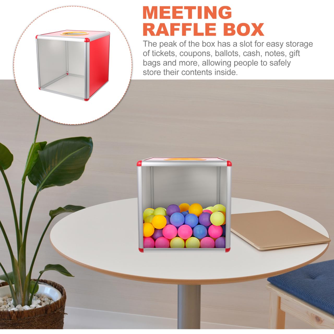 SAFIGLE Multi-Function Lottery Box 9.8 Inch Clear Raffle Draw Box with Slot for Tickets Ballots Donation Meeting Use
