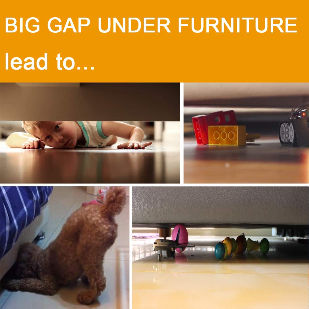 QIYIHOME Under Bed Blocker for Pets, Gap Bumper, Keeps Dirt and Dust Away, Easy to Install, Total 11.8" Height 83" Length, White