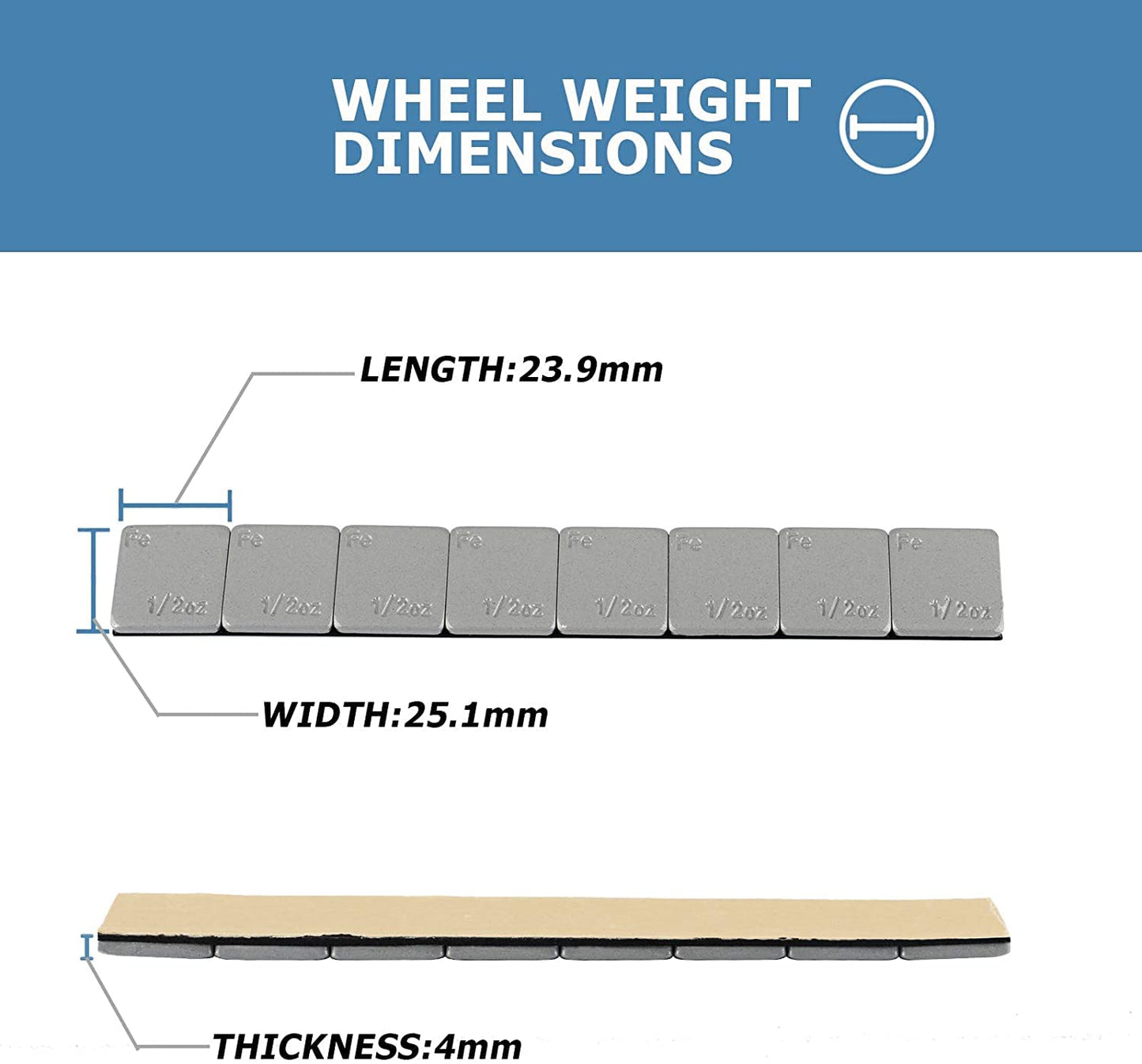 EOTH 0.5 Oz Gray Adhesive Backed Wheel Weights（144pcs,72oz）,1/2 Oz Stick on Wheel Weights for Cars, Trucks, SUVs, Motorcycles, Low Profile