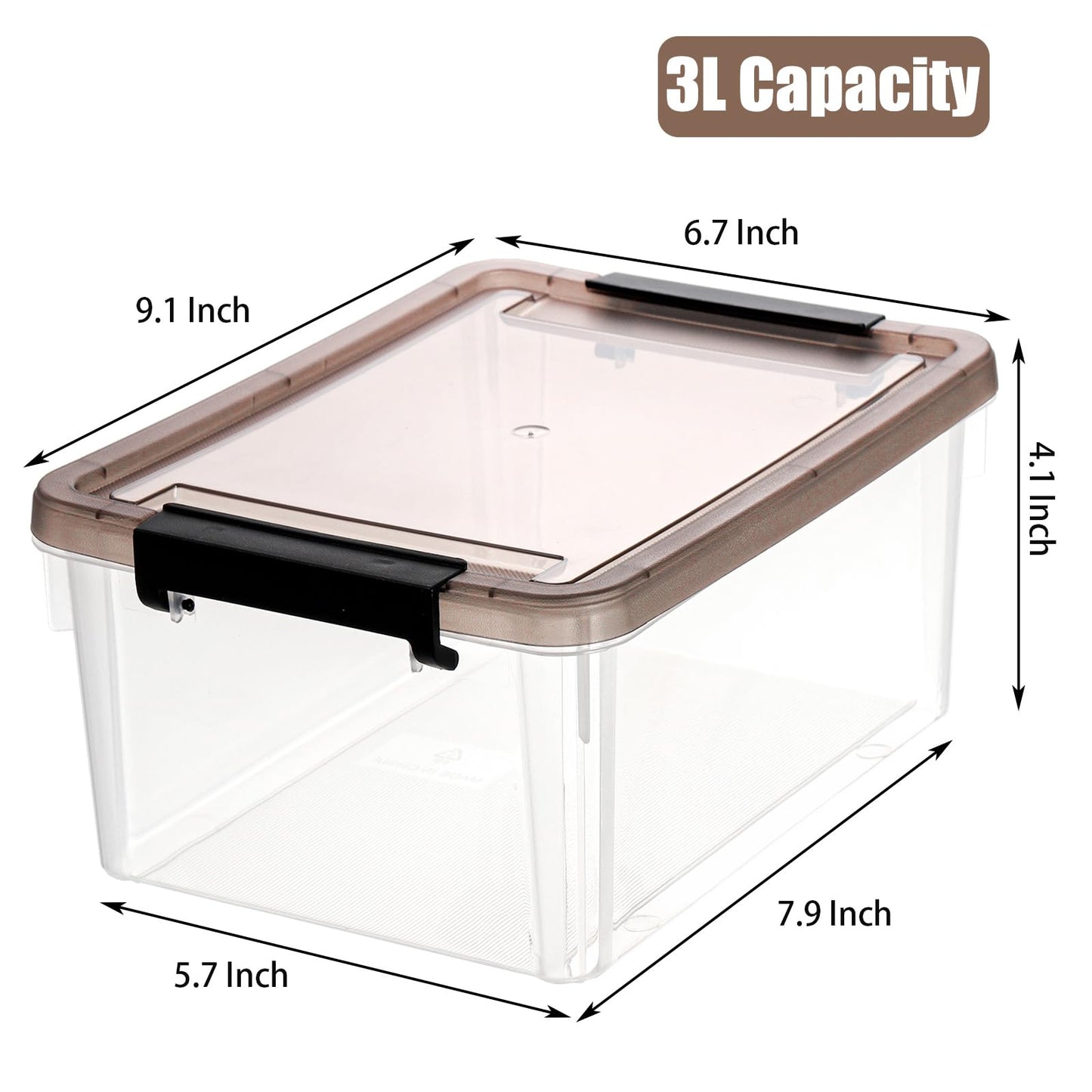 Nicunom 8 Pack 3 L Small Plastic Storage Bins with Lids, 9.1" x 6.7" x 4.1" Clear Storage Box Containers Stackable Latching Box with Lid Storage Containers for Organizing