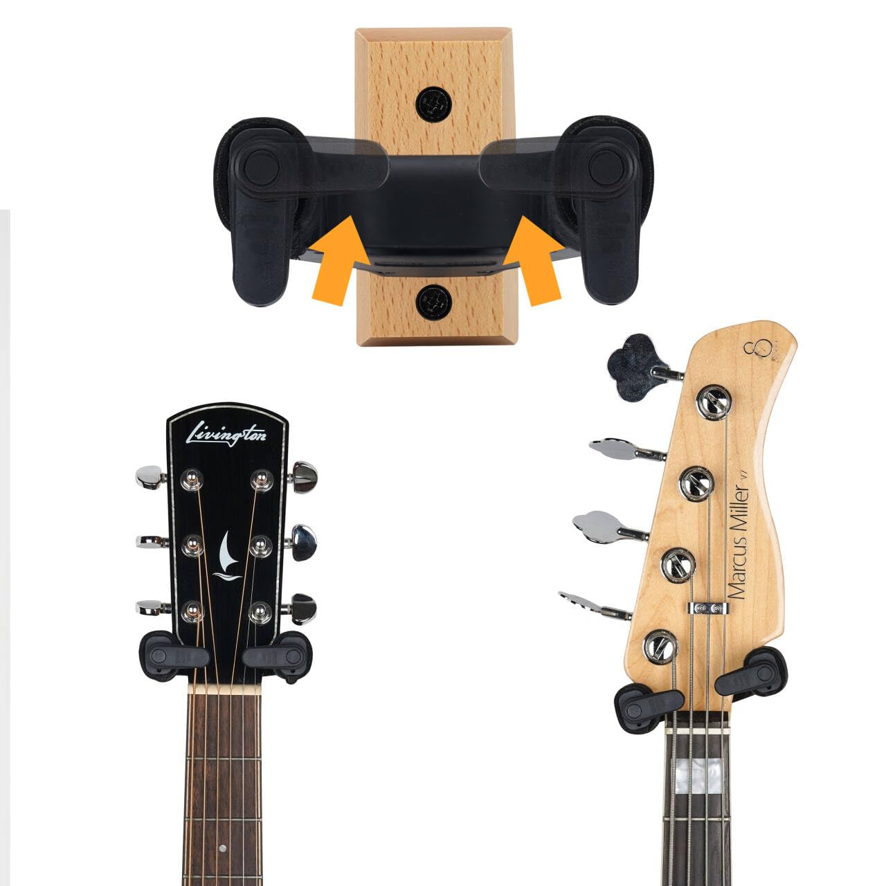 Sondery Guitar Hanger Wall Mount, Auto Lock and Adjustable Hook Holder for Acoustic and Electric Guitar, Ukulele, Bass, Banjo and Mandolin