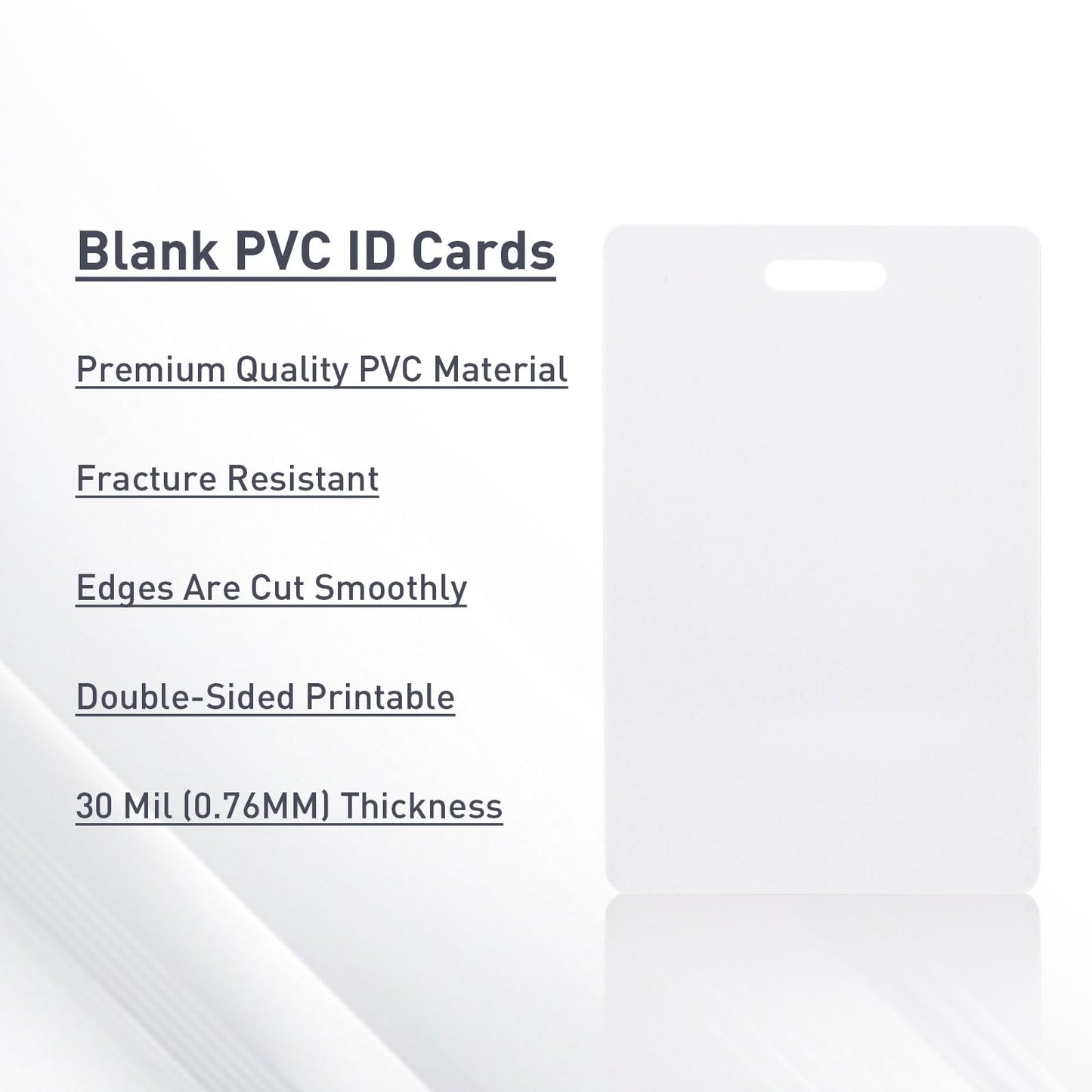 500 Pack-Premium Blank PVC Cards with Slot Punch on Short Side, Lumanious CR80 30Mil (CR8030) Vertical Slot Punch Blank Credit Cards for Business Office Photo ID Badge Printers