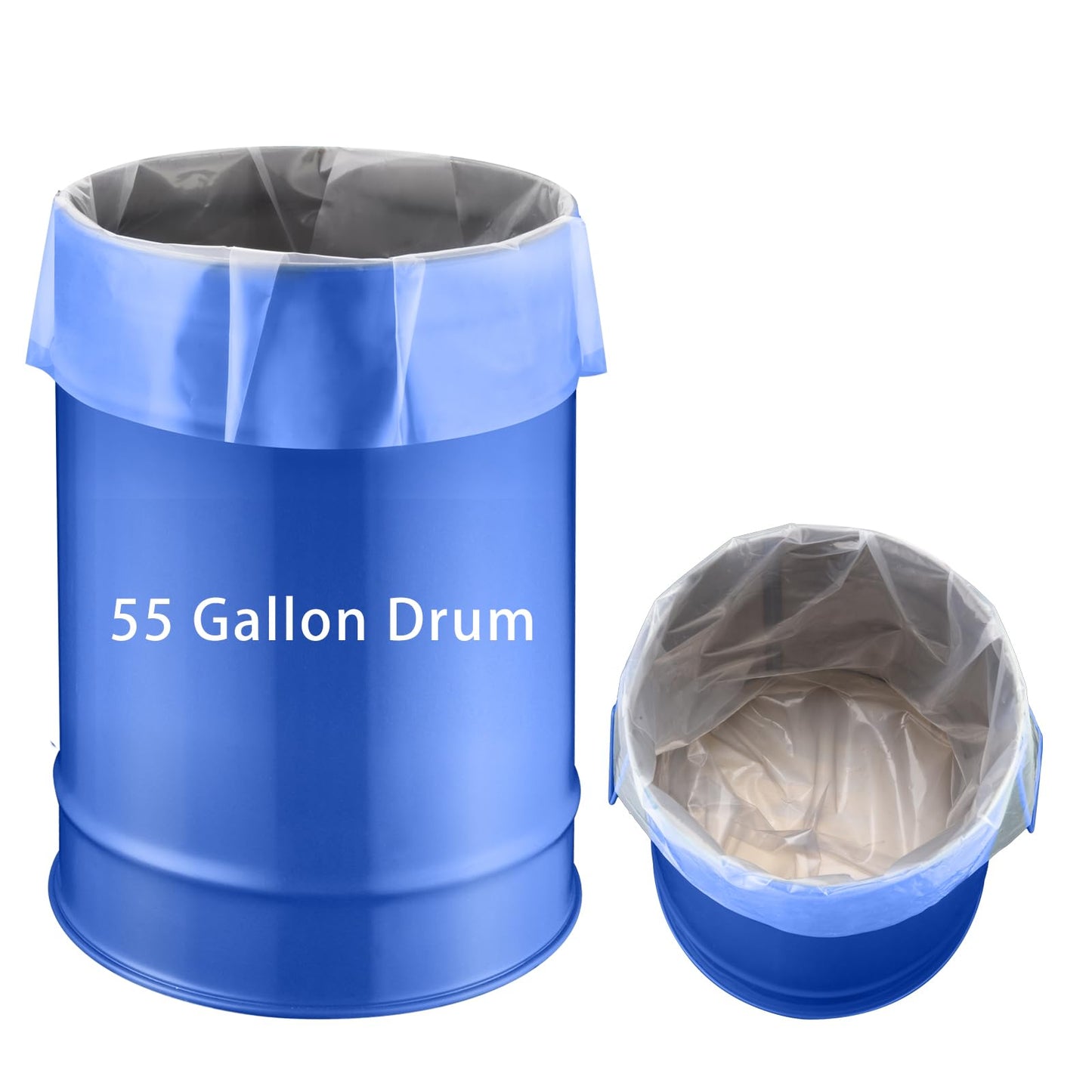 55 Gallon Clear Plastic Drum Liners, Pack of 12, Large Poly Pail Liner Bags, Food Grade Storage Bags for Marinating and Brining in Poly Drums, BPA Free, Double Layer Thickness 5.5 Mil