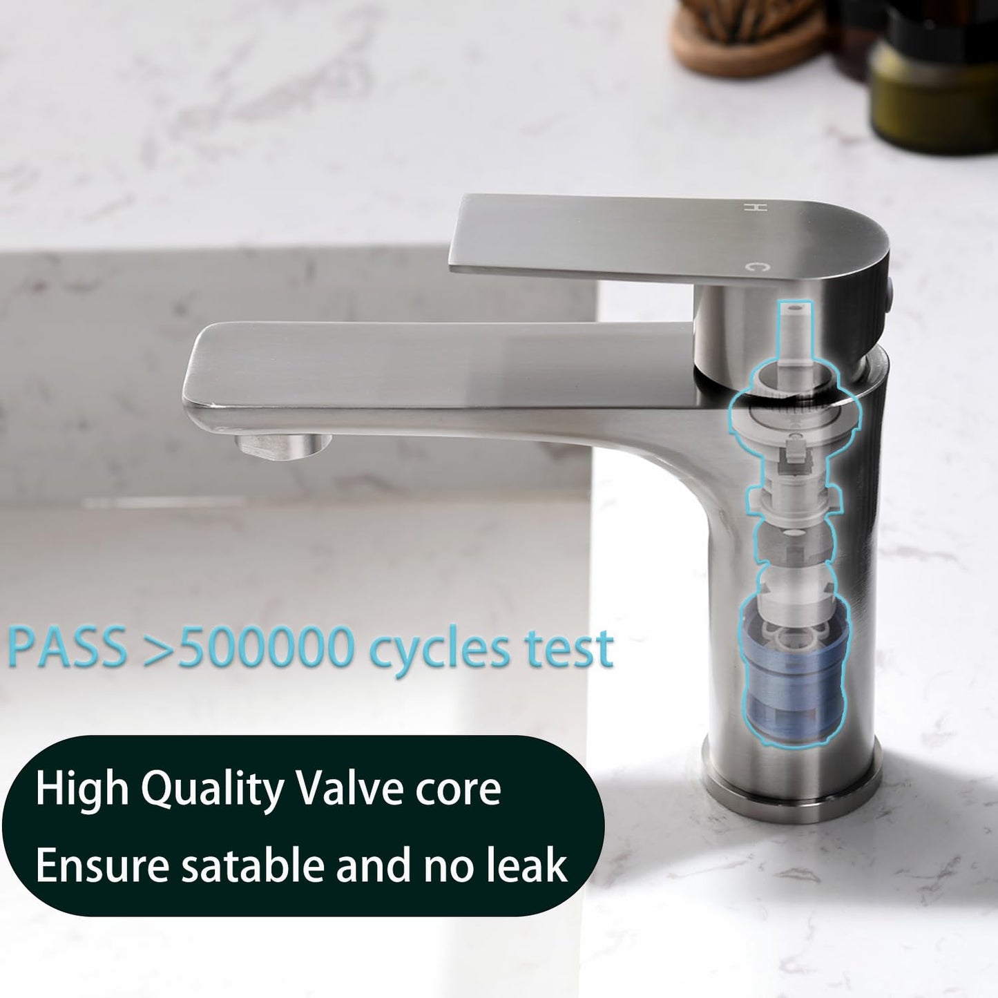 Brushed Nickel Bathroom Faucet, Single Handle Stainless Steel Bathroom Sink Faucet, Single Hole Faucet Bathroom Sink, 1 Hole Bathroom Fauect for RV Camper Farmhouse Lavatory Bar Vanity Sink, BF019L