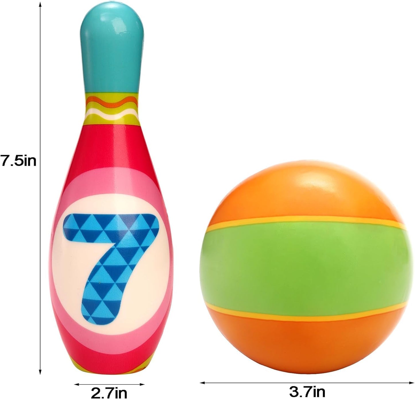 Coloch Kids Bowling Set, 10 Foam Pins and 2 Balls Indoor Toddler Bowling Game Educational Toy Game Printed with Numbers, Soft Colorful Play Game for Baby Age 3+, Boys and Girls, Birthday Gift