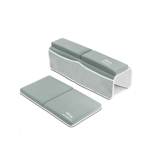 ADAM Bath Kneeler and Elbow Rest Pad Set - Adult Bath Pillow with Non-Slip, Waterproof, Plush Grey Kneeling Pad and Arm Support