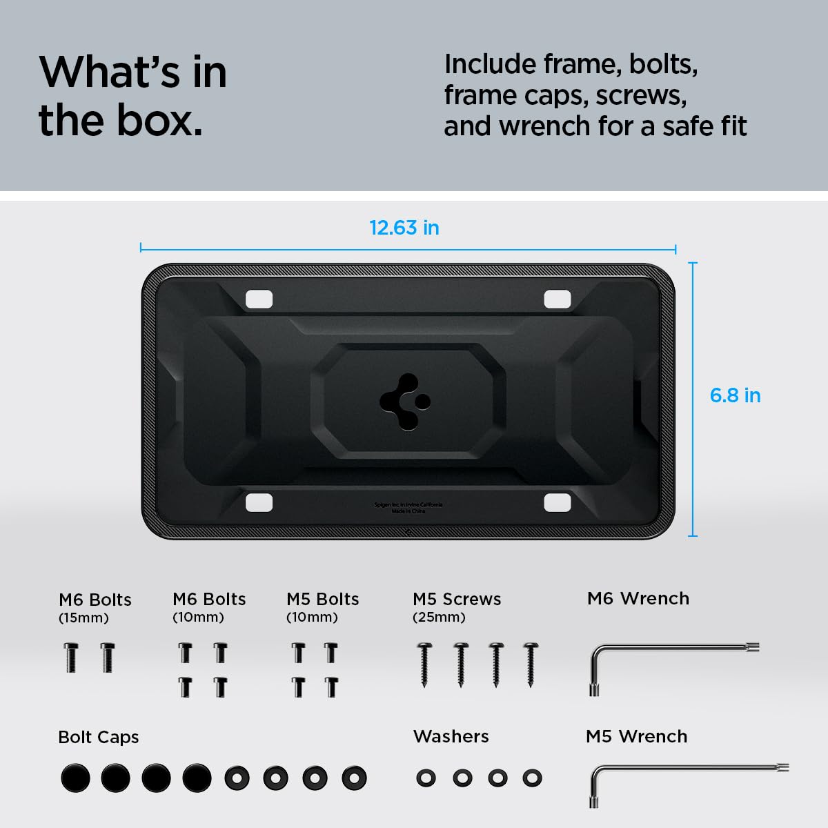 Spigen Car License Plate Frame Holder (Rattle Proof and Weather Proof) [1 Pack] with Screws & Installation Kit Designed for New Tesla Model Y Juniper, Model 3/Y/S/X/Cybertruck & All Cars (Black)