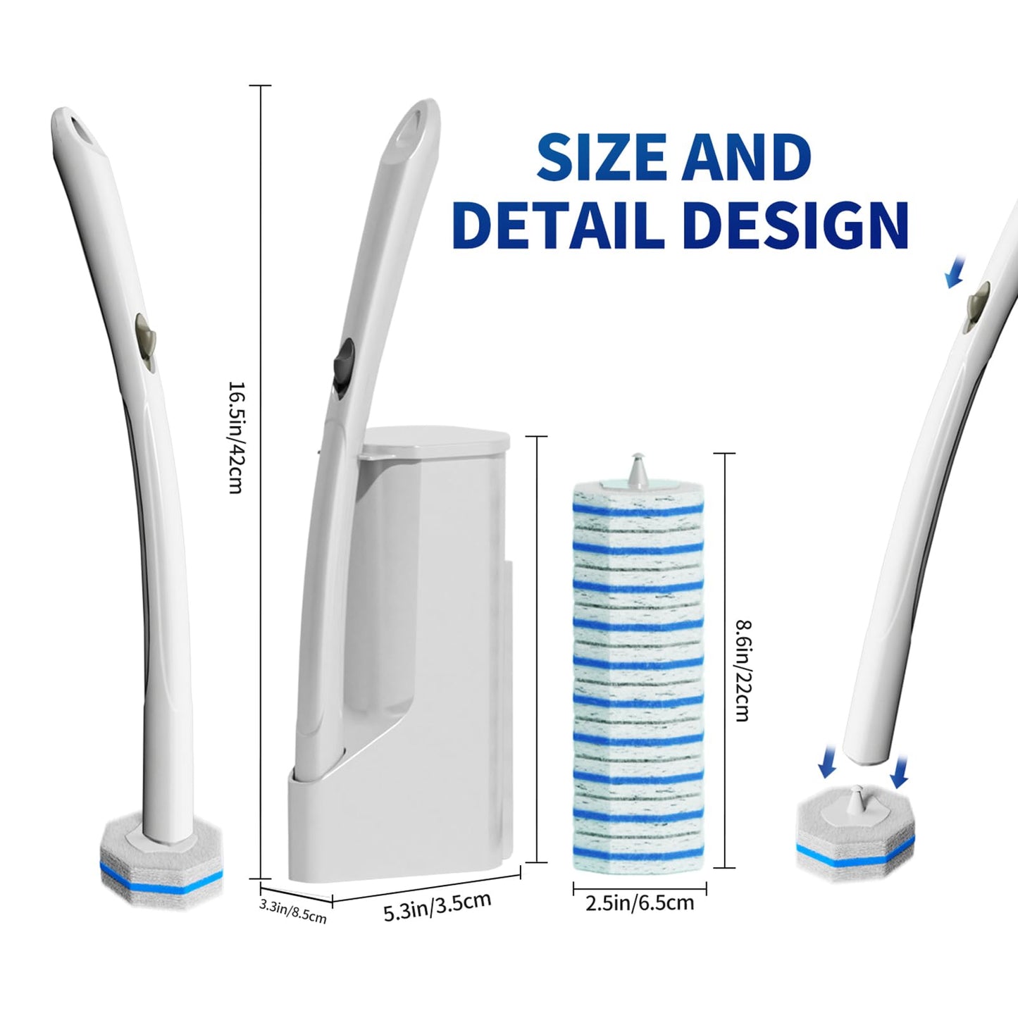 Hohoky Disposable Toilet Brush Cleaning System, Two Sets of Wands and 60p Refills Pads Replacement Heads, Wall Mounted Toliet Stick Wand Starter Kit Bathroom Maintenance, Toilet Bowl Cleaner Holder