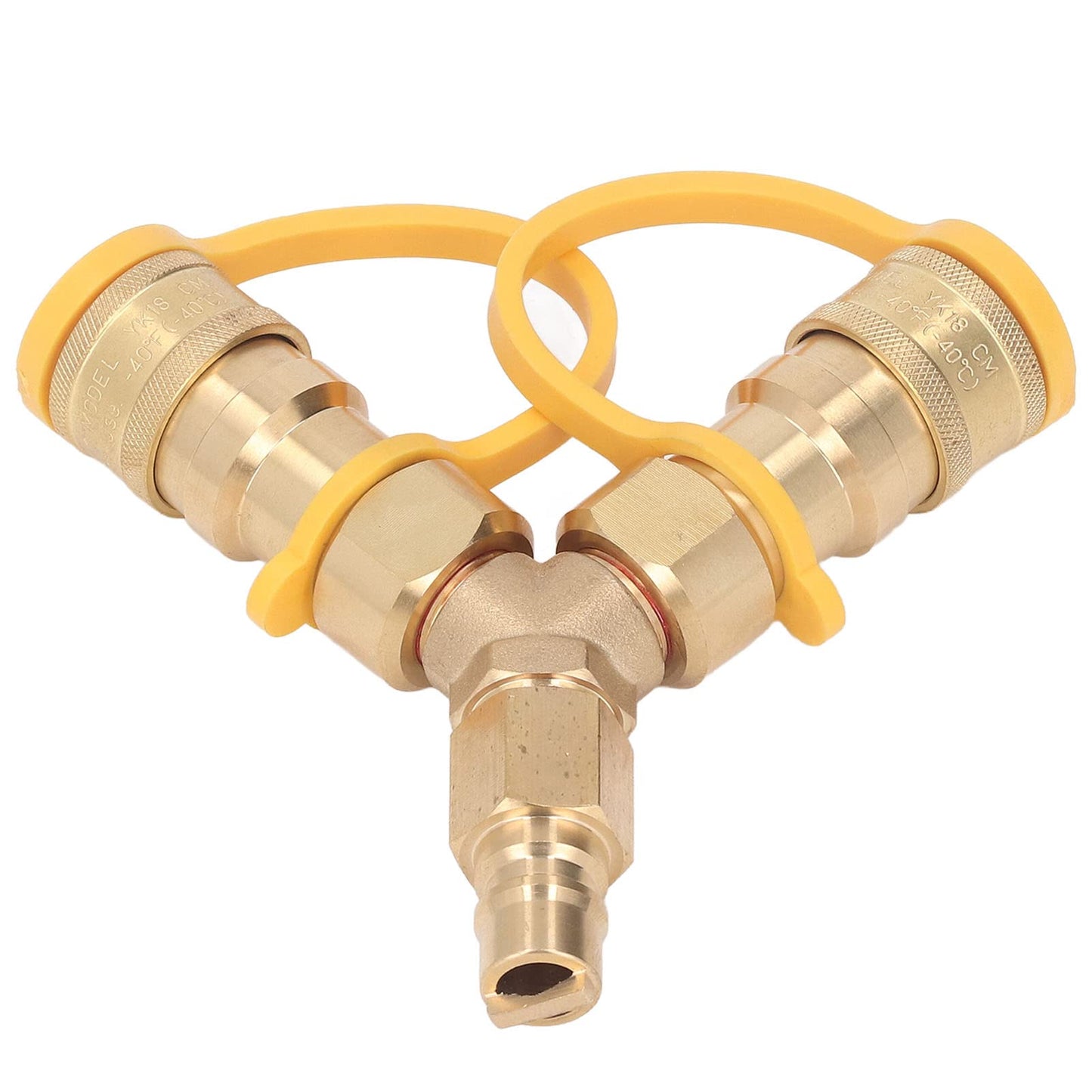 3/8" Natural Gas Quick Connect Y Splitter with Brass 2 Way Adapter - Safe Auto Close Propane Splitter for Gas Grills, Patio Heater, Pizza Oven & RV Generator Use,Natural Gas Conversion Kit