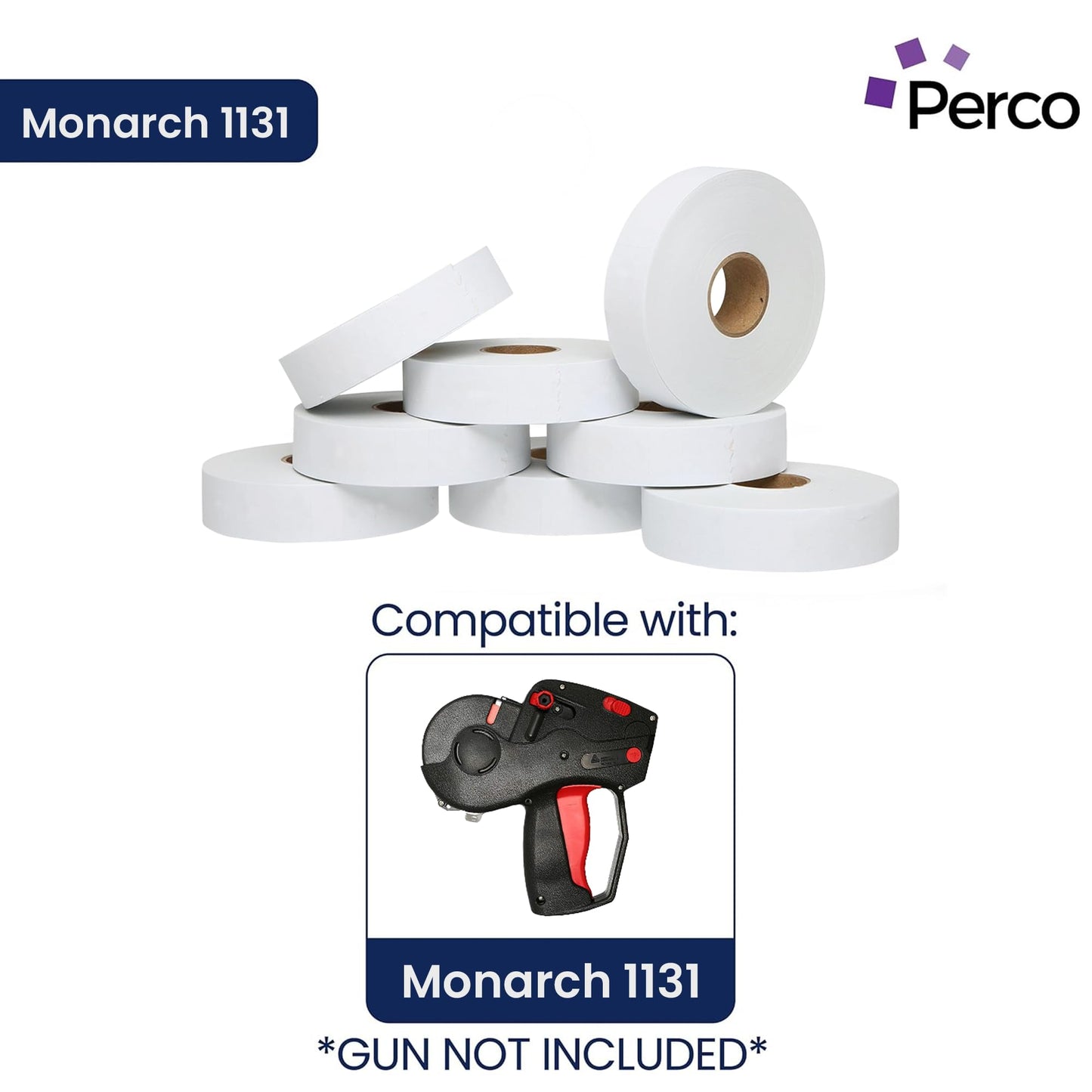 Perco Removable Adhesives White Labels for Monarch 1131 Price Gun - 1 Sleeve, 20,000 Price Gun Labels